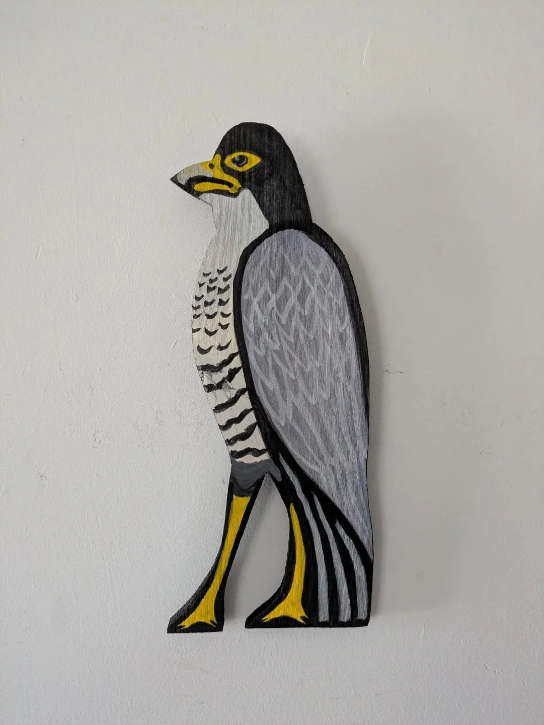 A wood peregrine falcon painting :) this is a casein painting on wood. It looks like I have to make more casein paint soon! I am running low 🙂 A few years ago, I spotted peregrine falcons in our backyard, it was so cool. Peregrine falcons are one of