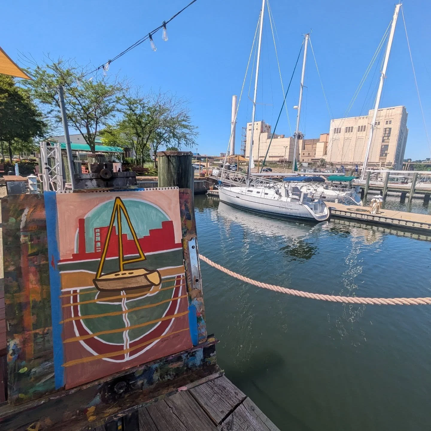 I just finished this painting @portcovingtonmarina. This is a 12" x 18" casein painting on watercolor paper :) thanks for sitting still boat :)