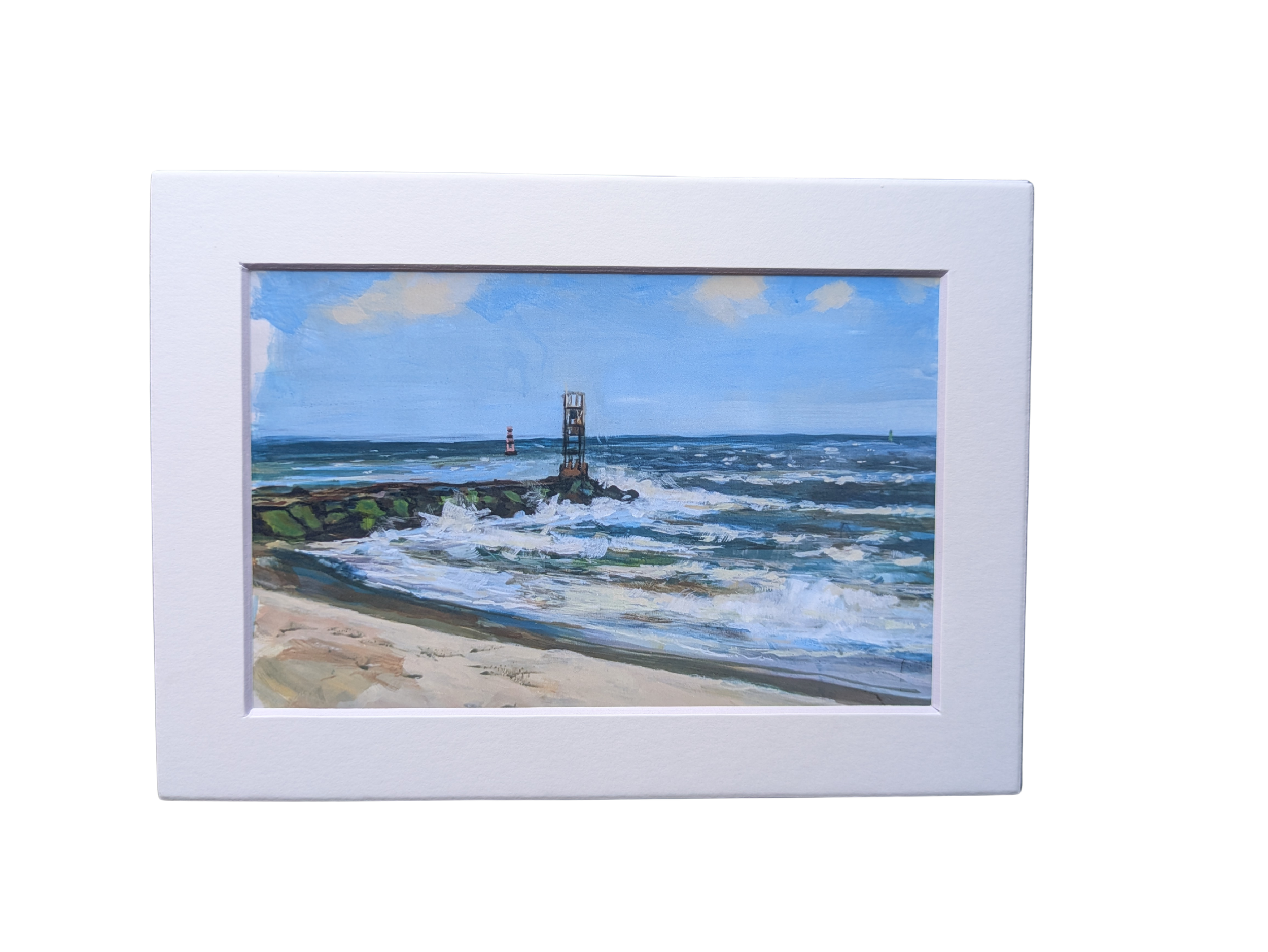 Artist paints Indian River Inlet Jetty Delaware camping campground seashore DE artwork pizzazz bay