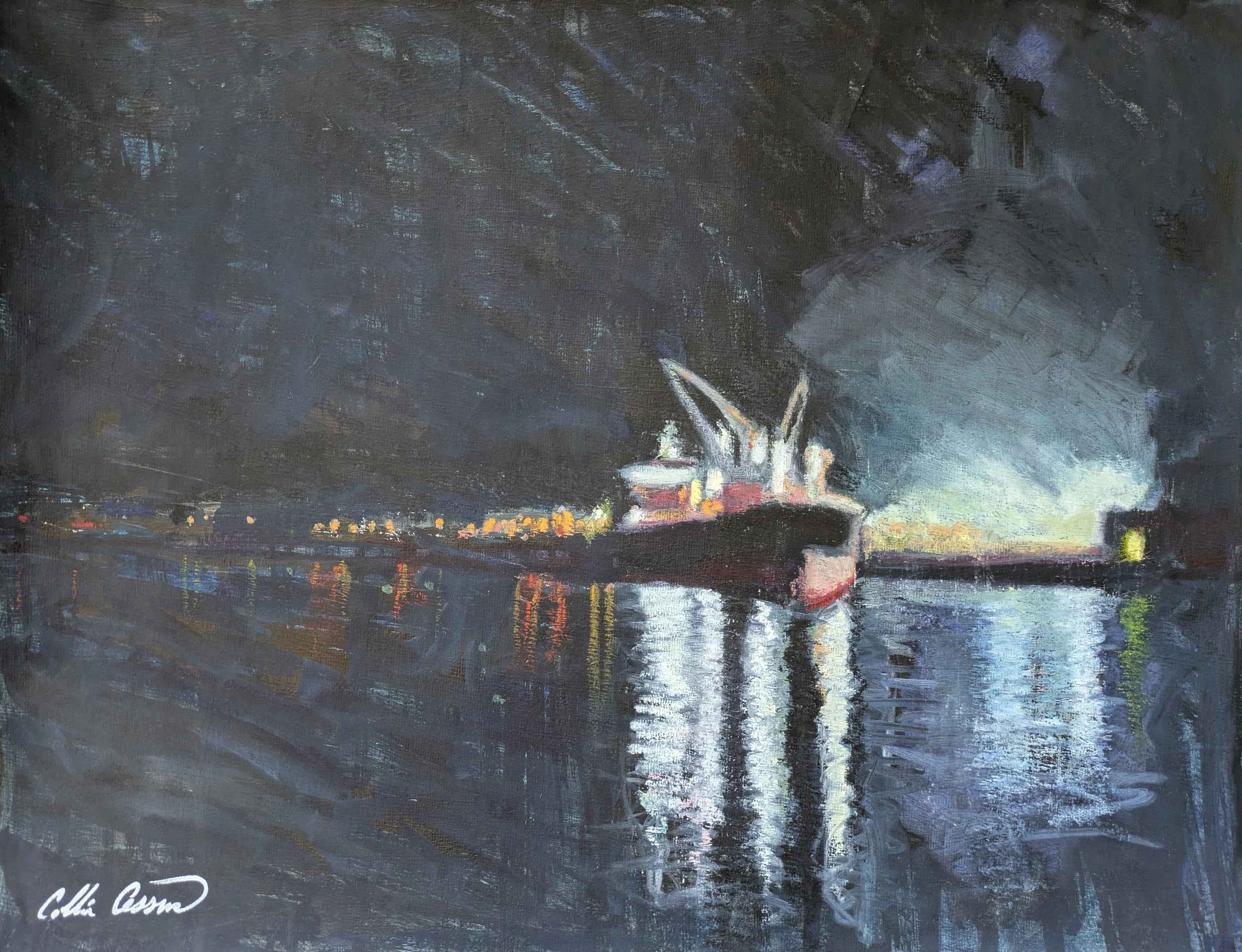 18" x 24" - Original - 'Port of Baltimore Barge'