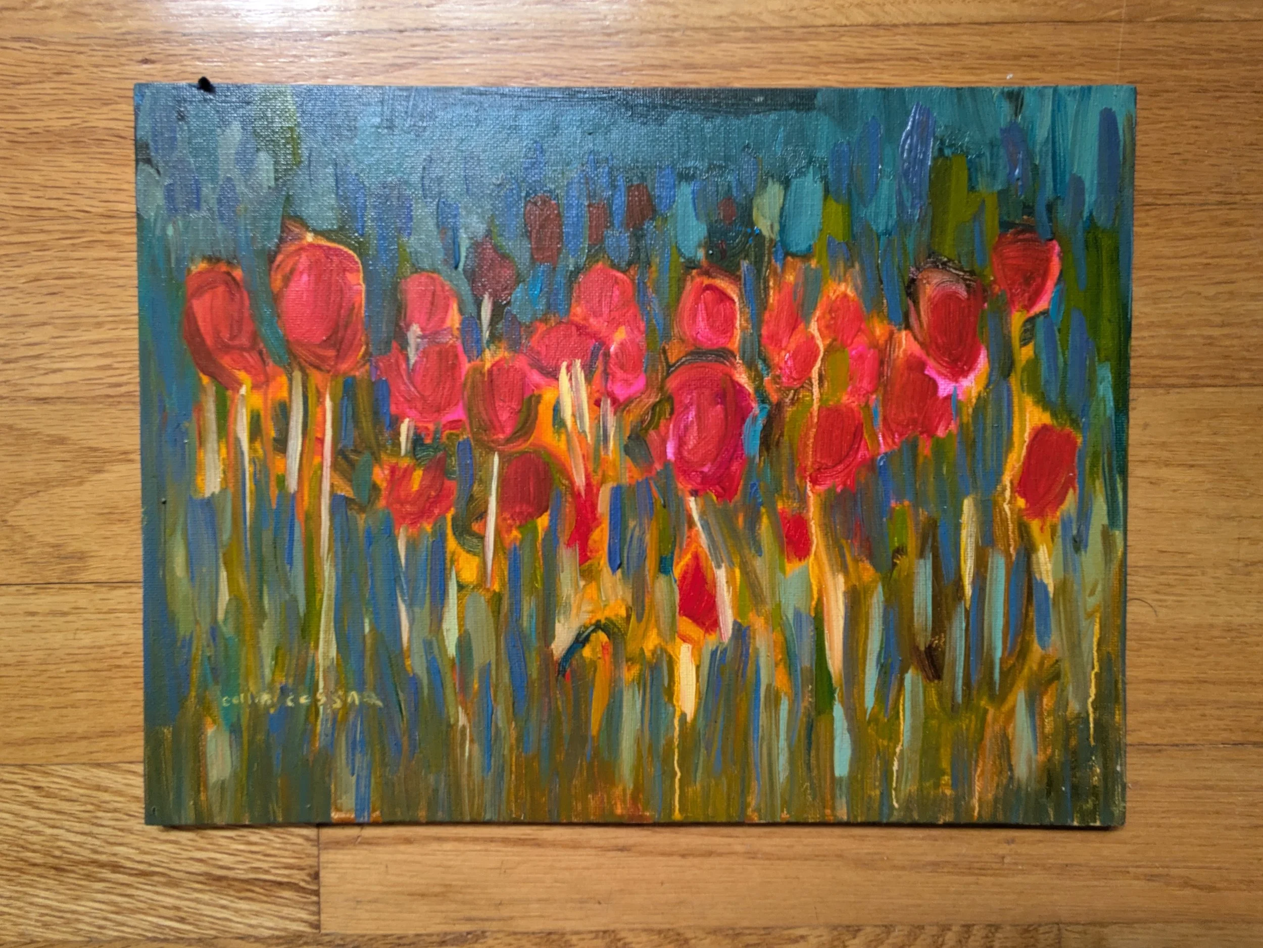 9" x 12" Original - 'Tulip Patch'