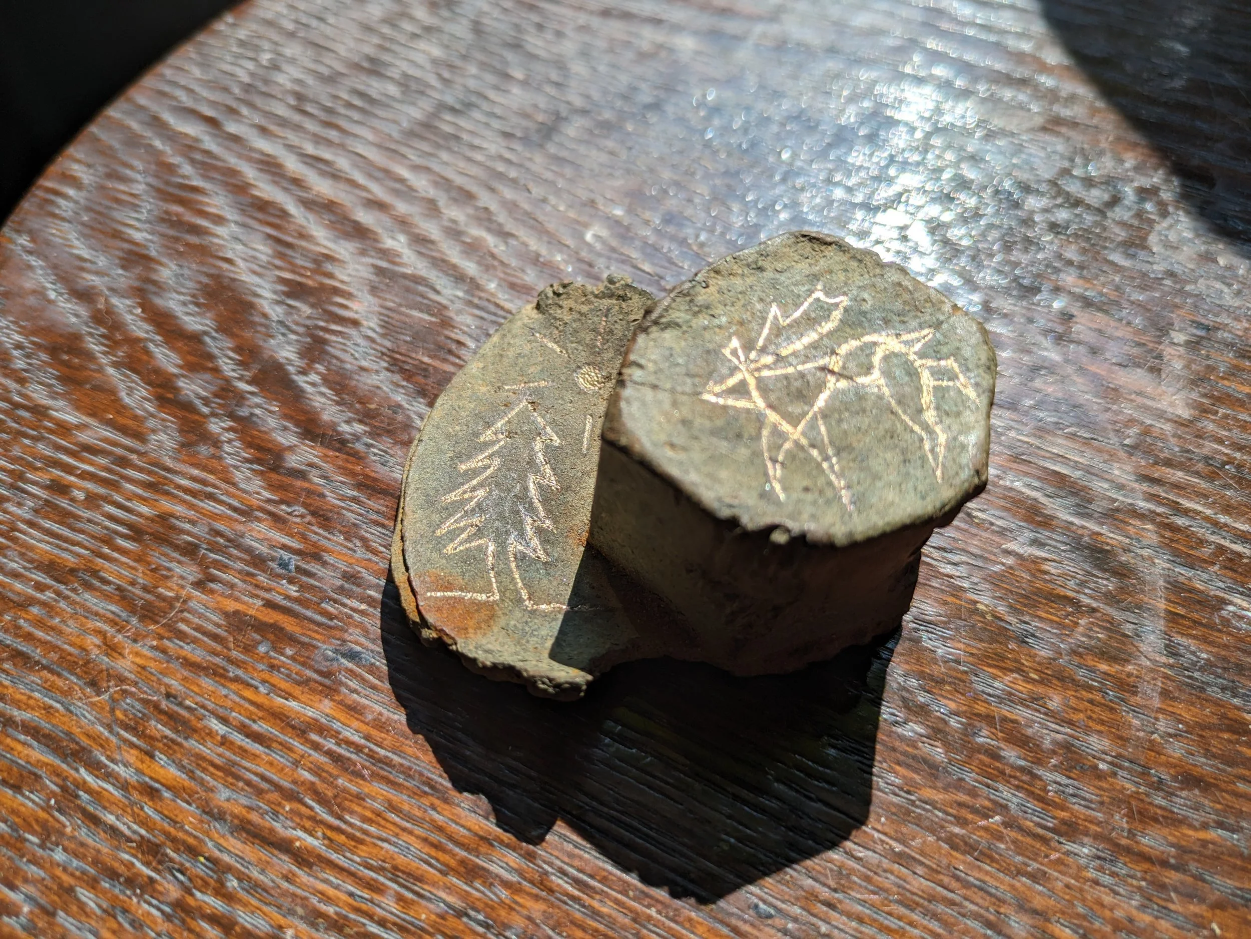 Collin Cessna metal engraved elk on metal detected item art reclaimed upcycled recycled environmenta
