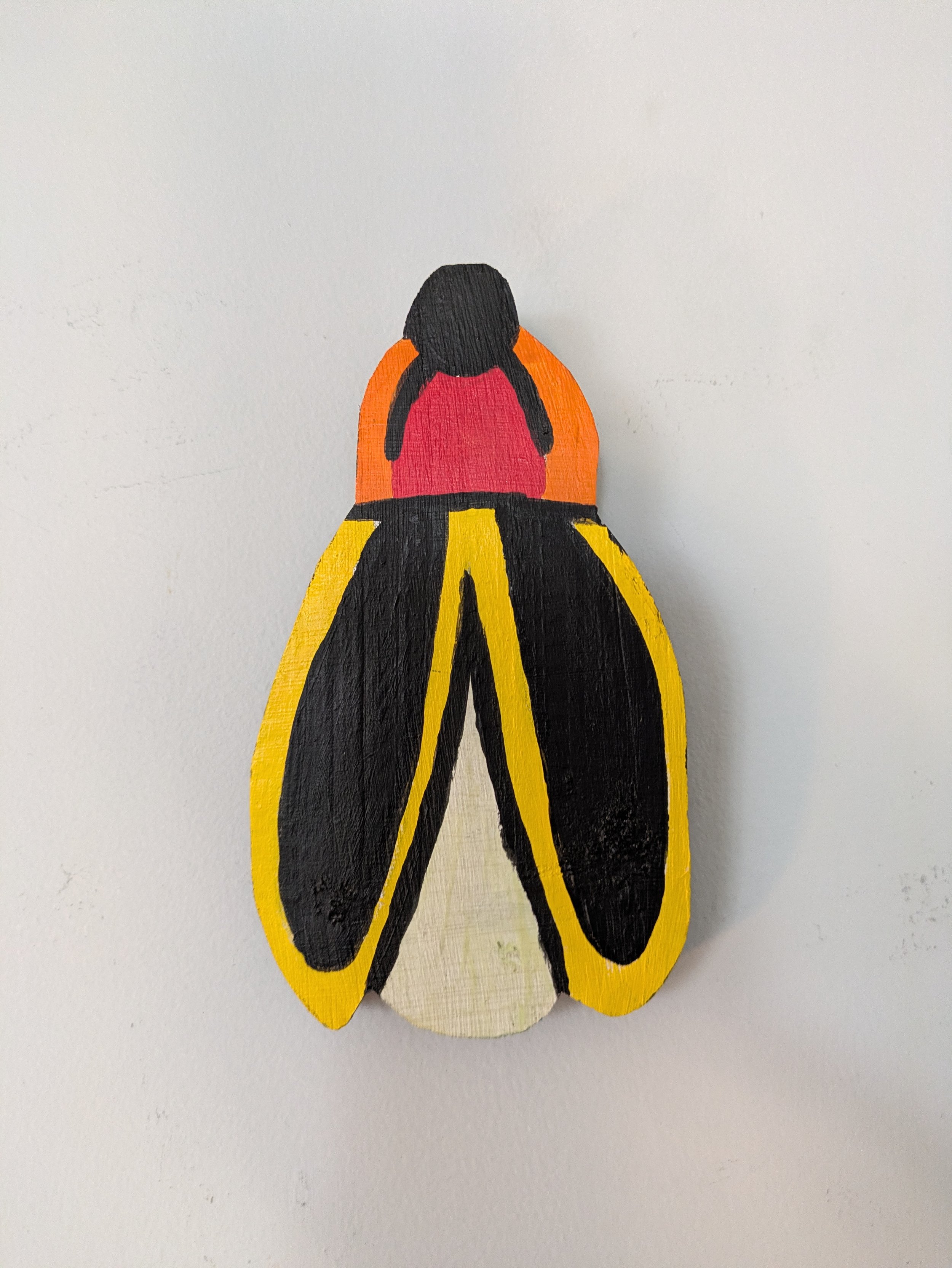 Glow in the dark lightning bug wood art painting acrylic collin cessna folk insect hand made marylan