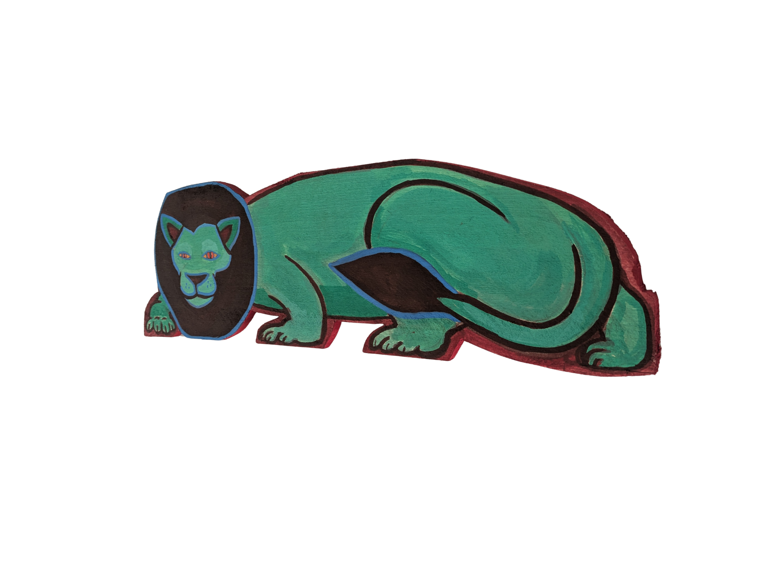 Clairvoyant Lio Painting wood Collin Cessna Common Grounds Hampden Artwork upcycled recycled Zoo art