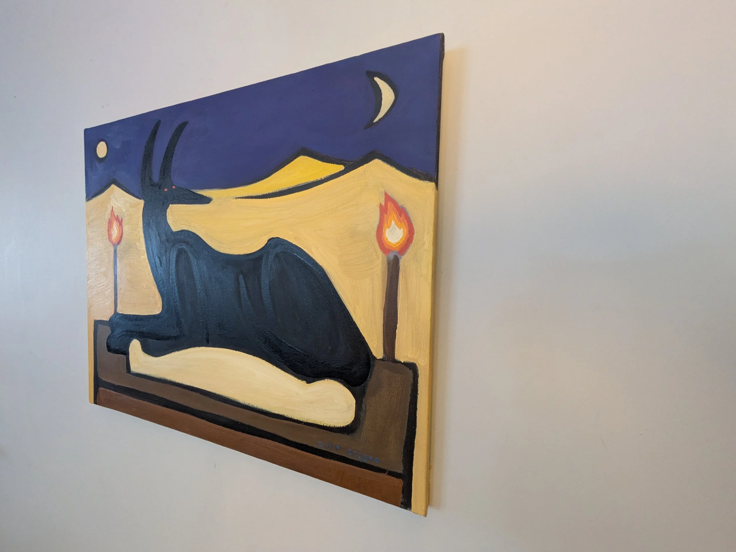 Anubis protector of the dead original oil painting on canvas by Collin Cessna non ai cool eygpt