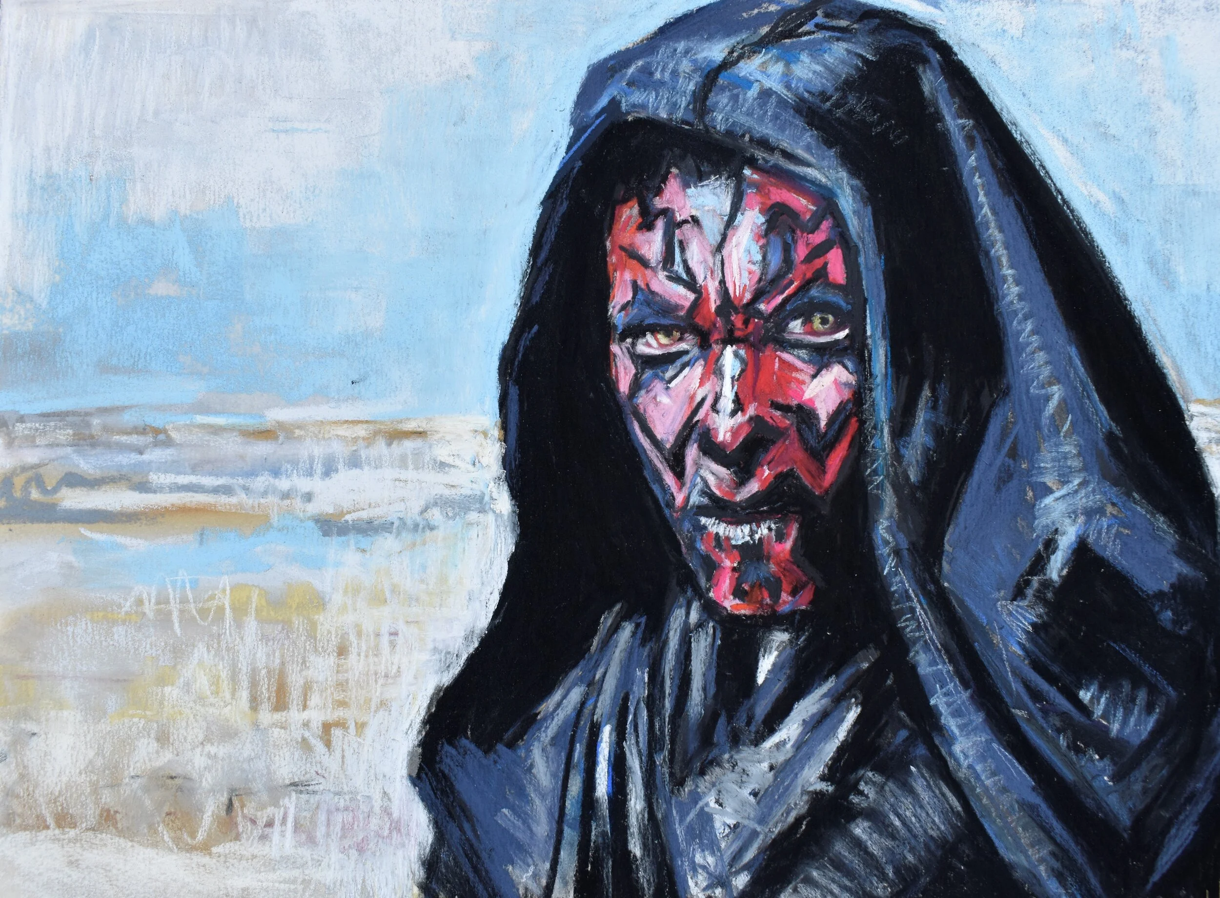 Darth Maul Star Wars Fan Art Collin Cessna Soft pastel character Phantom Menace