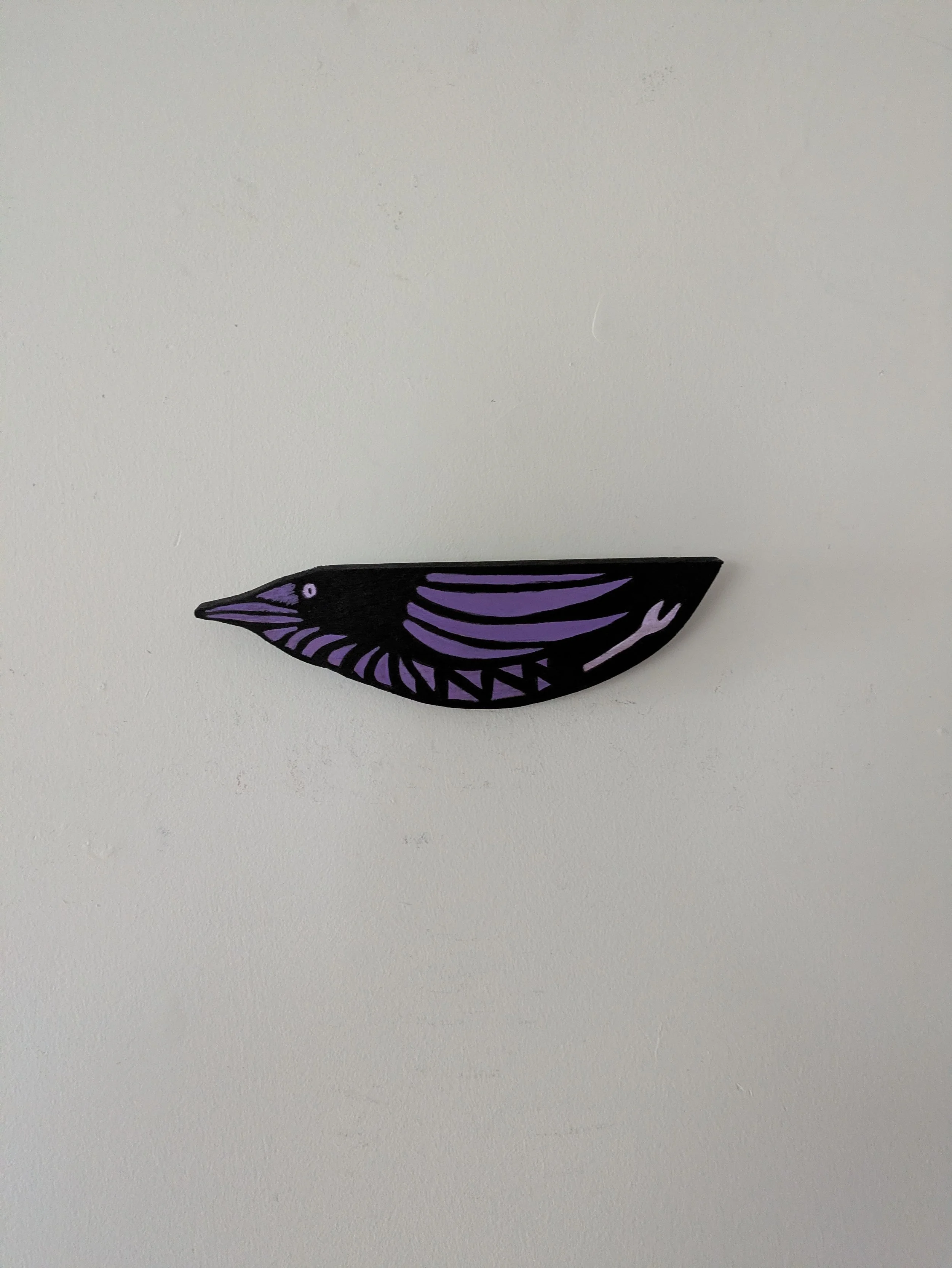 Raven painting by Collin Cessna Wooden Art folk paint recycled bird neat wildlife