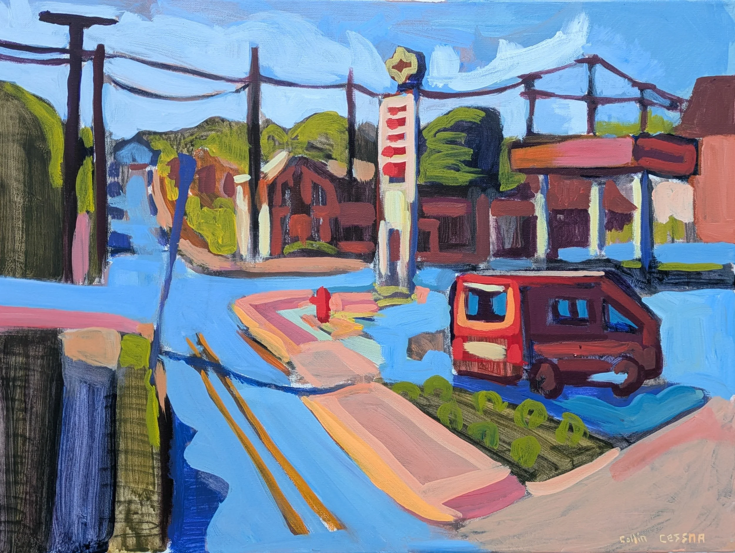 Parkville Artist paints Sunoco Gas station corner of Texas Avenue and Harford Road 21234 Americana