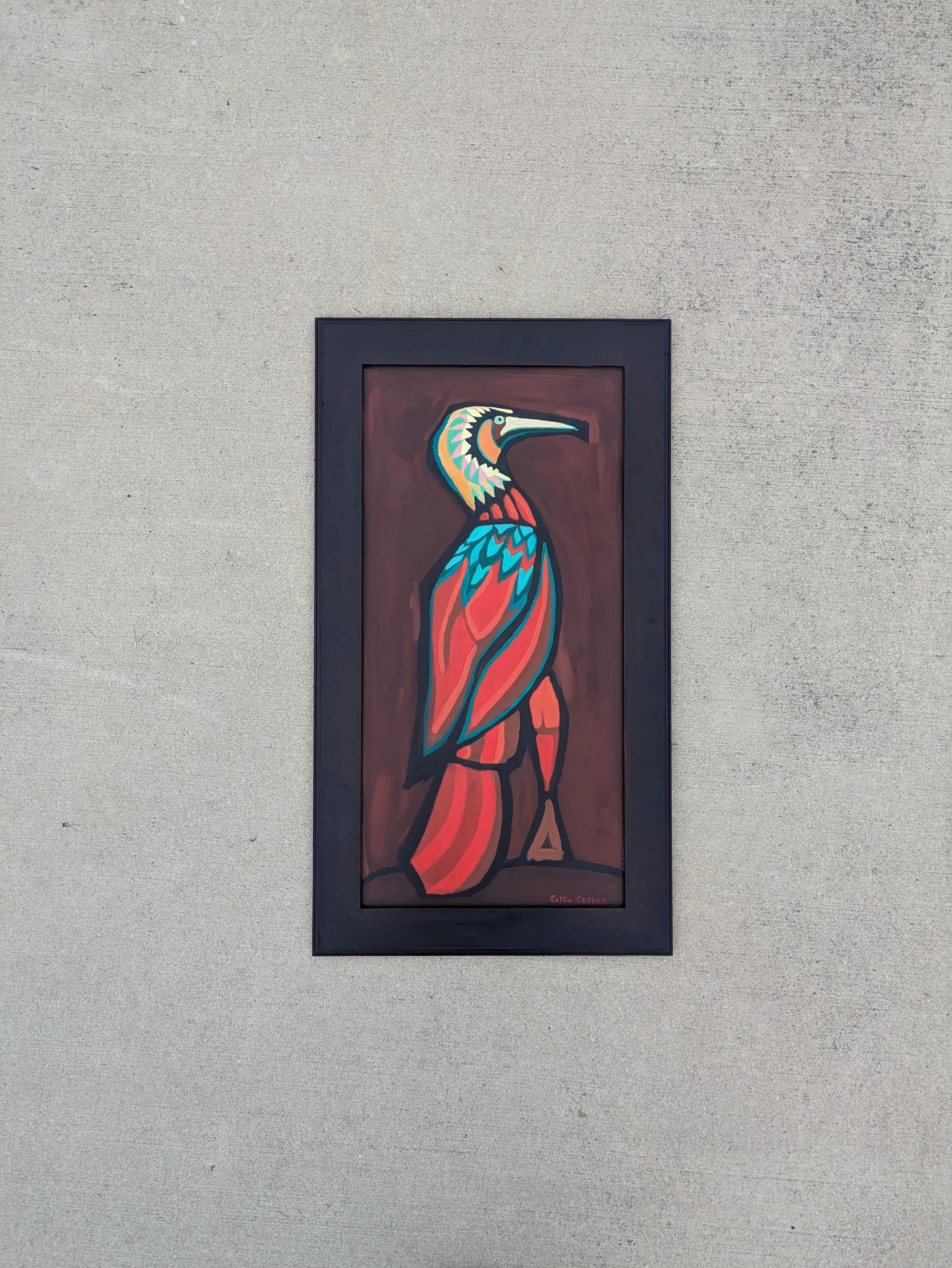 Artist Collin Cessna paints Cormorant acrylic painting wood Baltimore based Port Covington Marina MD