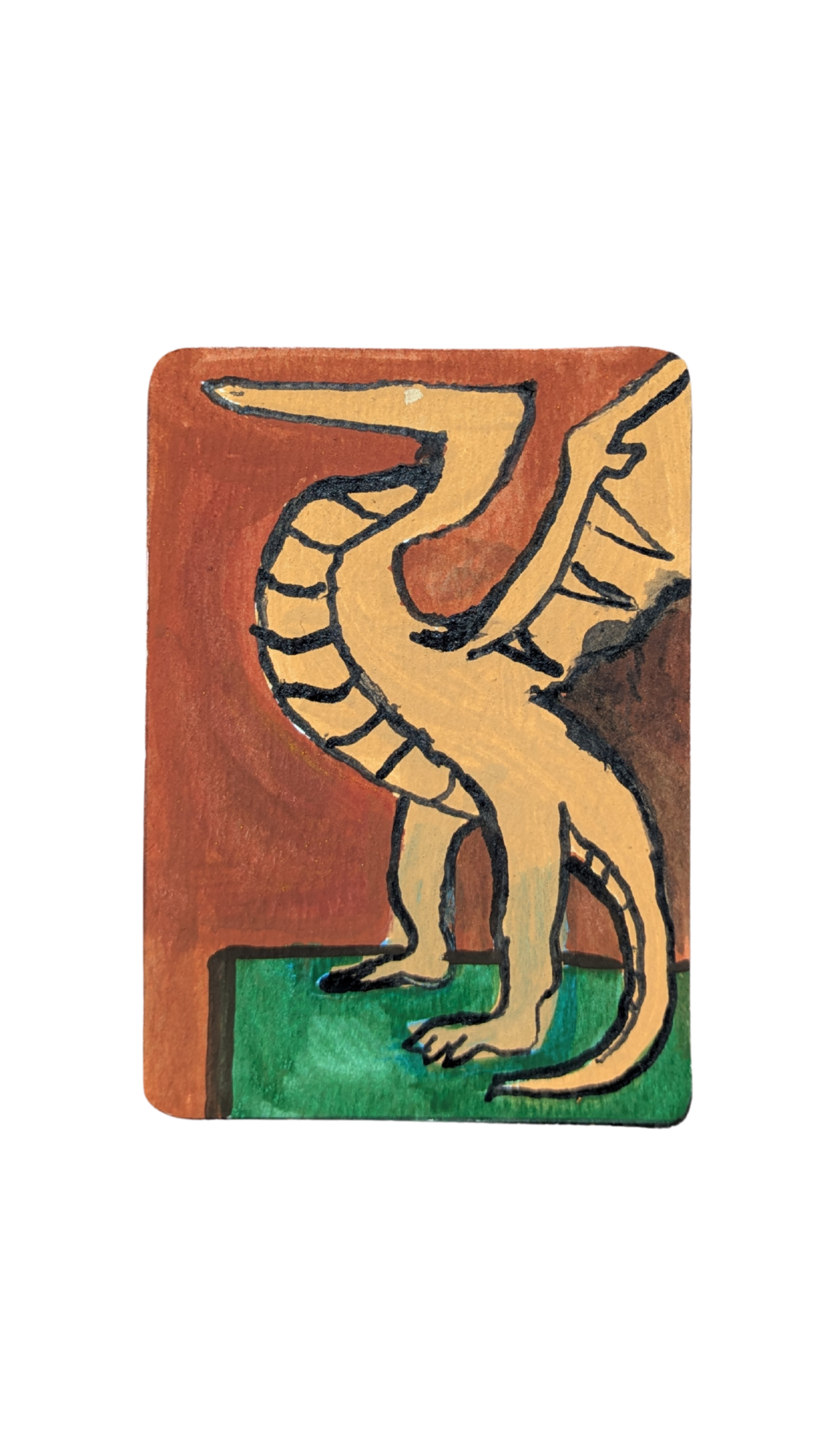 Original Art Card by Collin Cessna miniature painting watercolor ochre dragon hand made 2026 rare