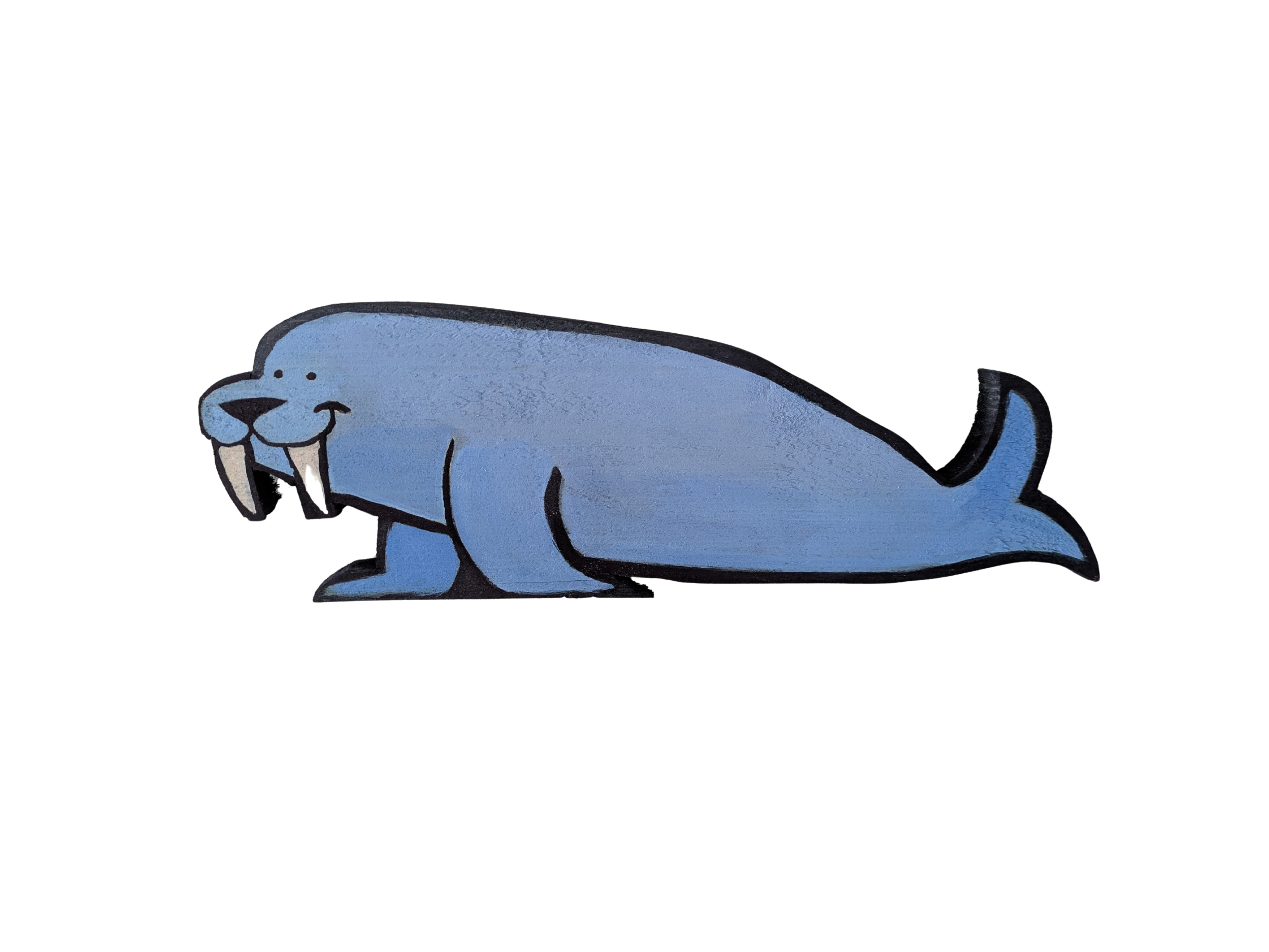Happy walrus wood painting collin cessna common grounds hand made usa recycled original underwater
