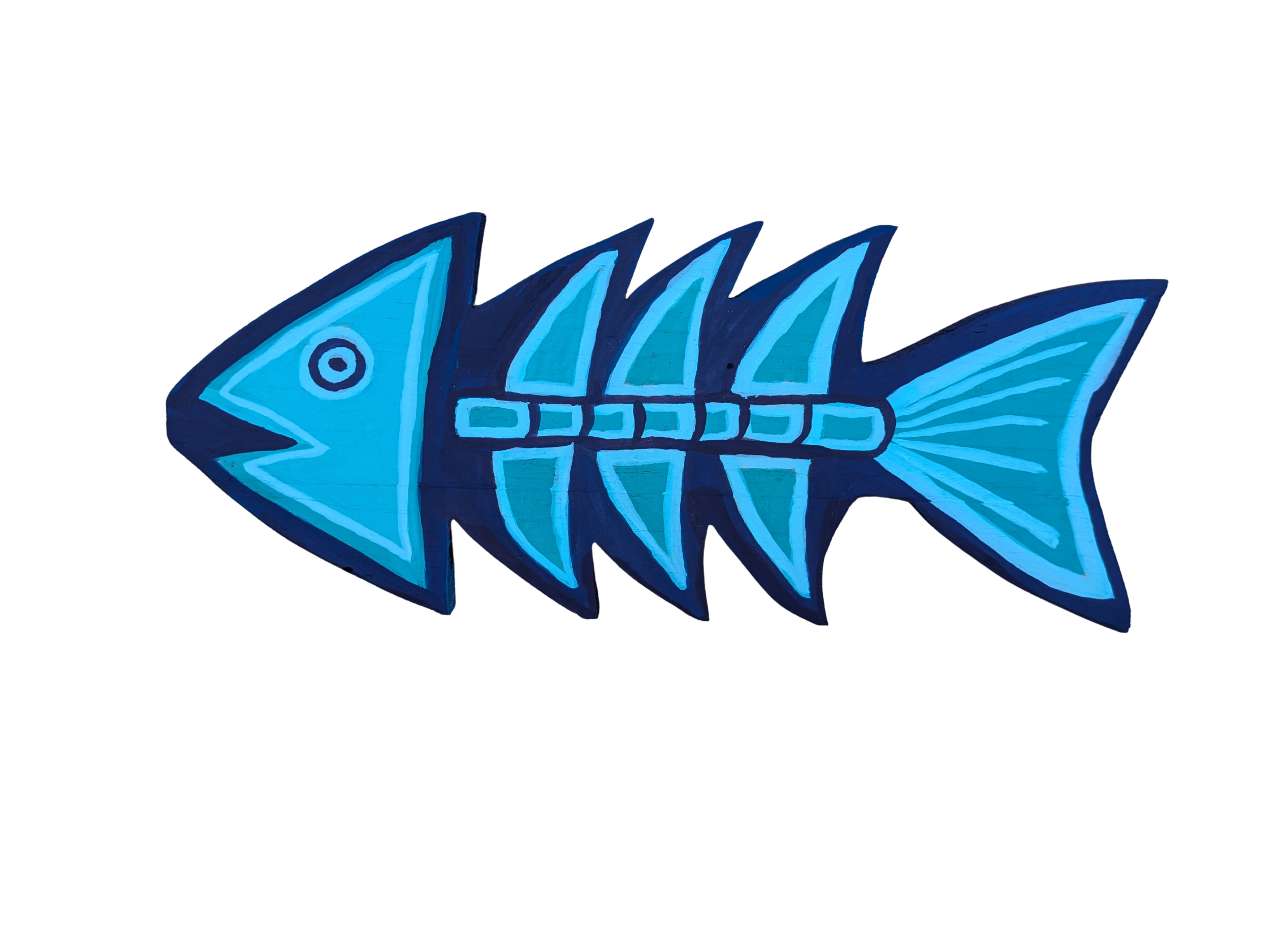 Fish Skeleton painting by Collin Cessna Creatures original casein wood upcycled eco-friendly aveley