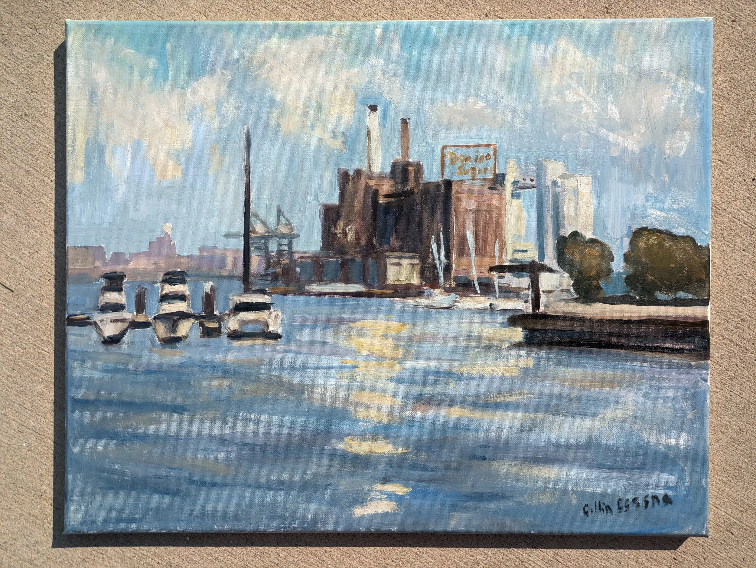 Collin Cessna Baltimore artist One Do Coffee Menu oil painting Domino Sugar Sign original artwork MD