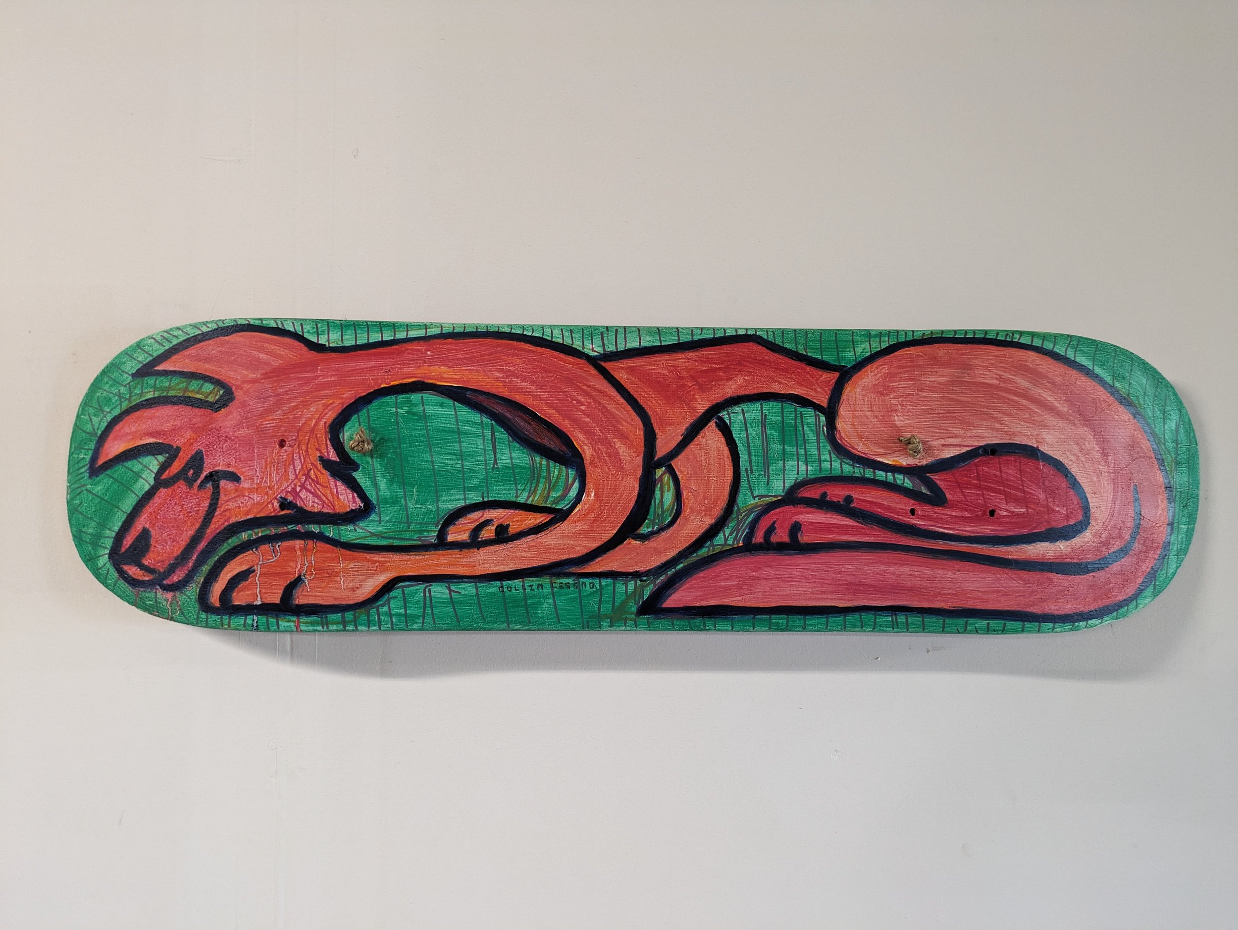 Grimacing, oil, paint, skateboard, land, of, the, beasties, zo, gallery, collin, cessna, art, animal