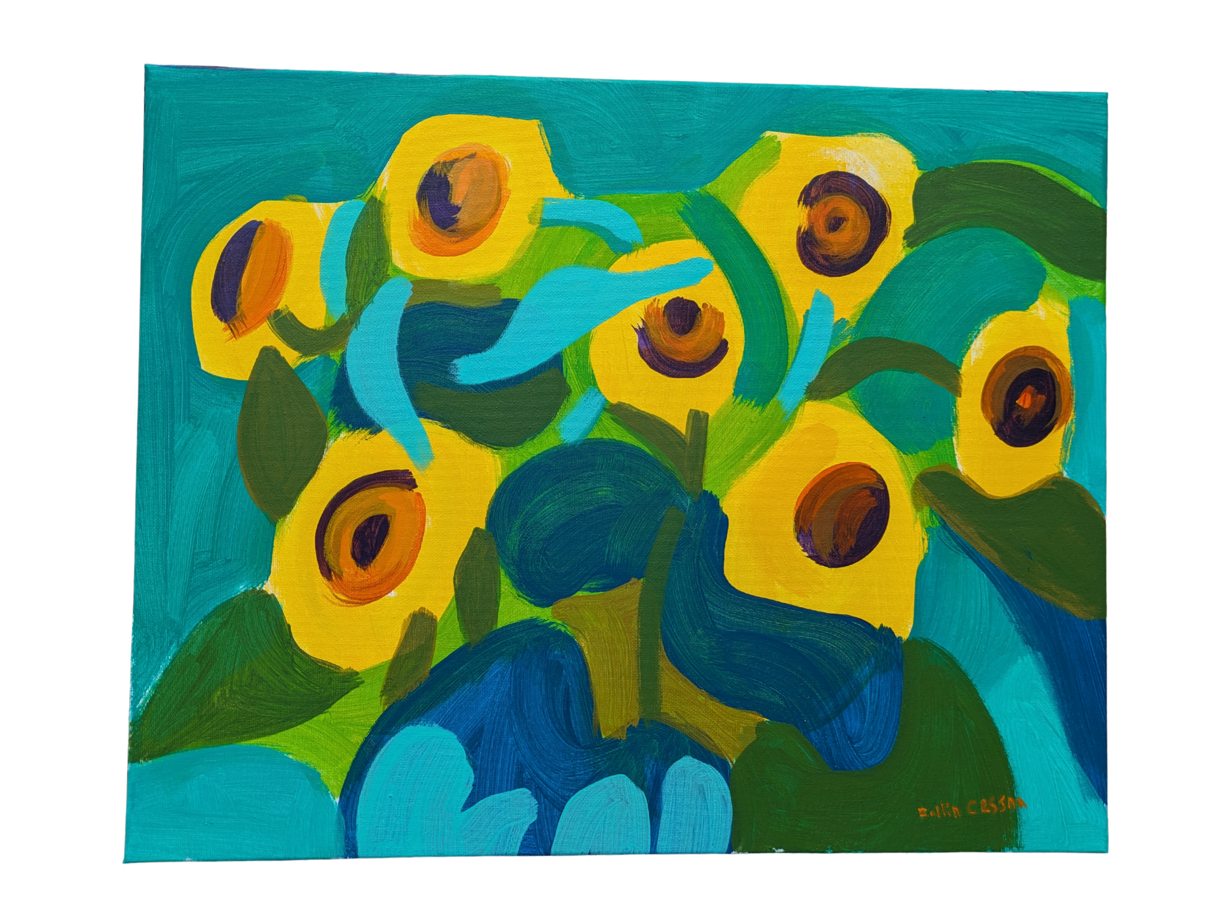 Sunrise Sunflowers Acrylic on canvas painting original artwork by Collin Cessna floral flower Maison