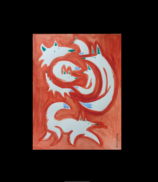 A collection of cartoon wolf paintings by Collin Cessna using watercolor paints on paper original md