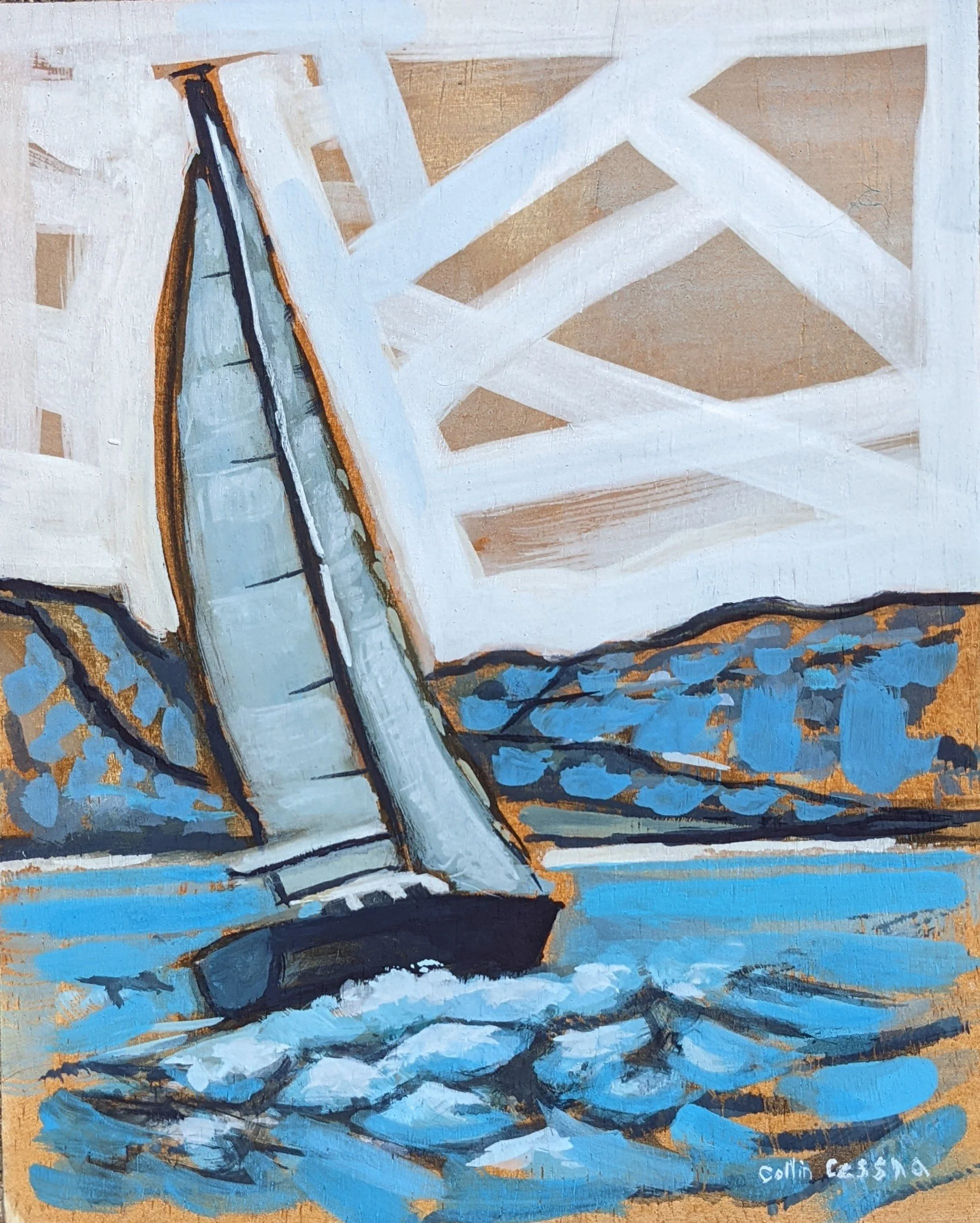 "Red Dress" 2023 - casein on wood, 8" x 10" in. Available in online store