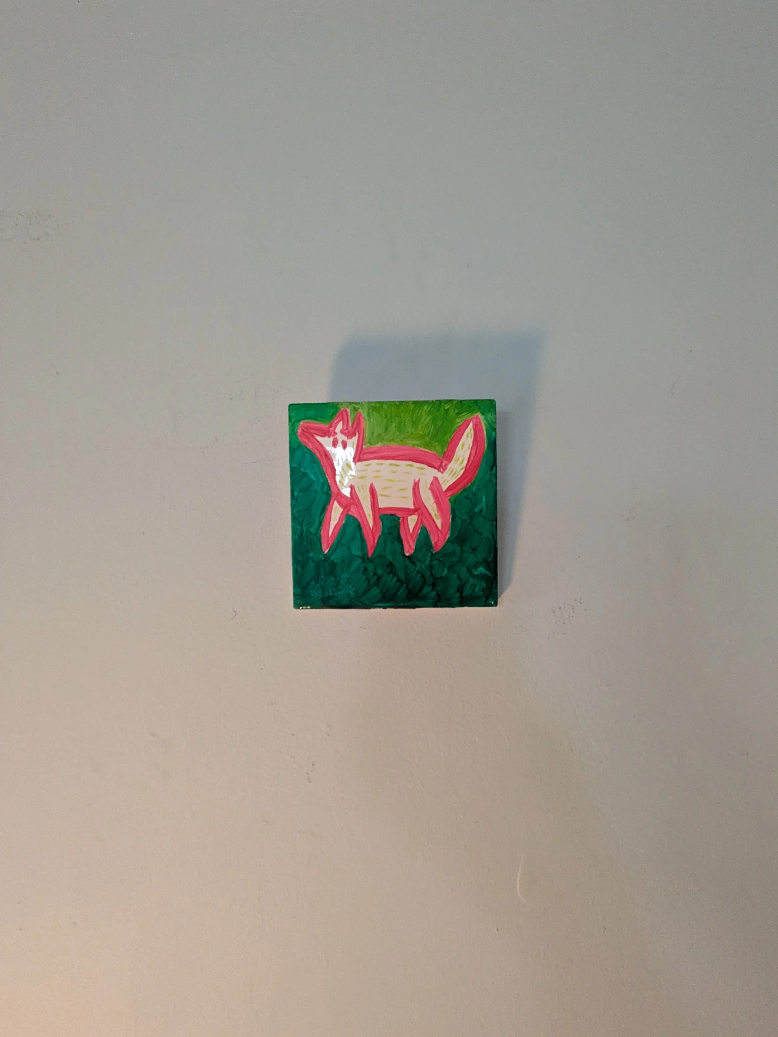 Artist original oil painting Collin Cessna paints fox ceramic tile upcycled hand made one neat idea