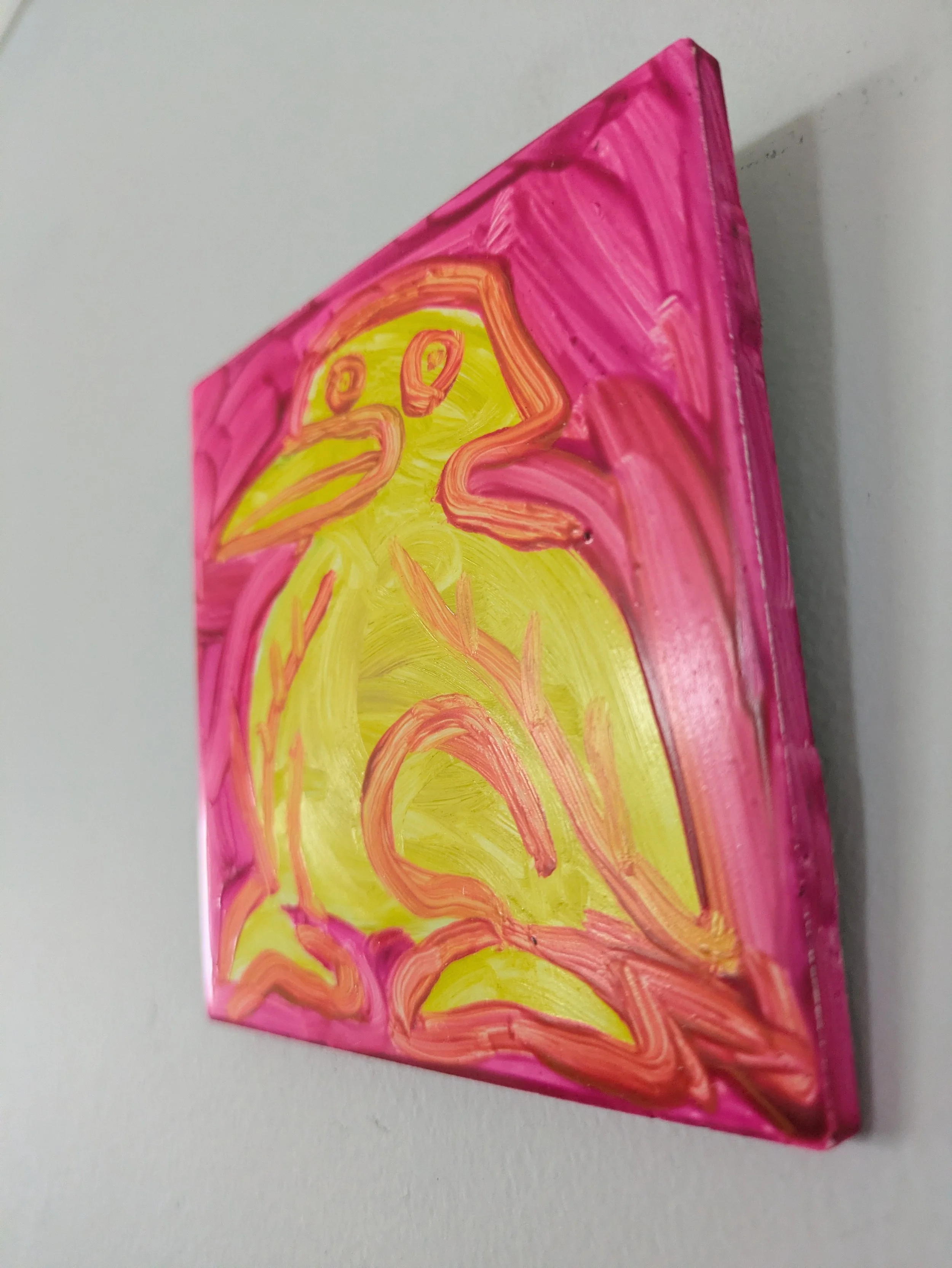 Artist original oil painting Collin Cessna paints duck ceramic tile upcycled hand made one neat idea
