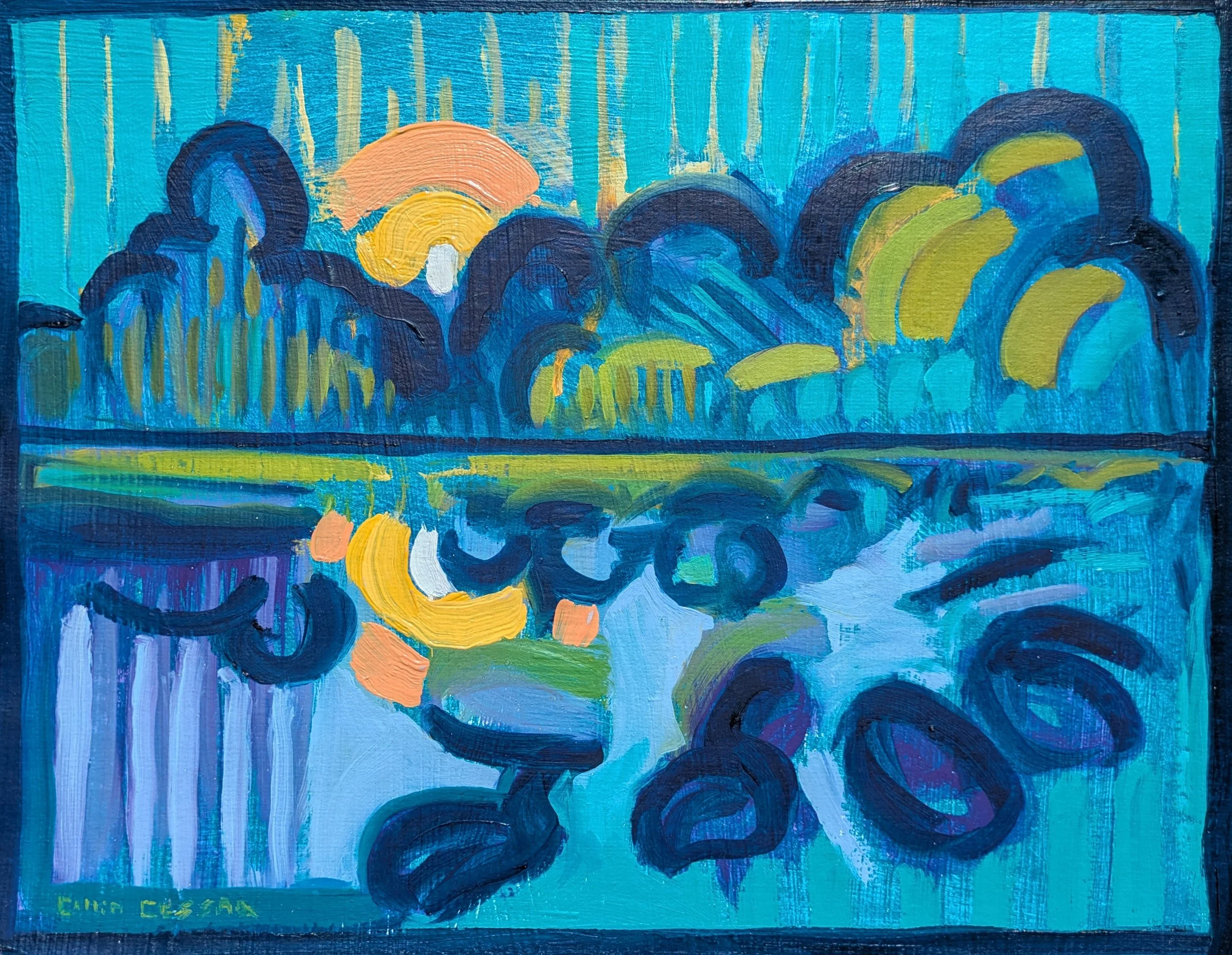 Bird River sunset original oil painting by artist Collin Cessna Parkville Maryland Chase Middle River