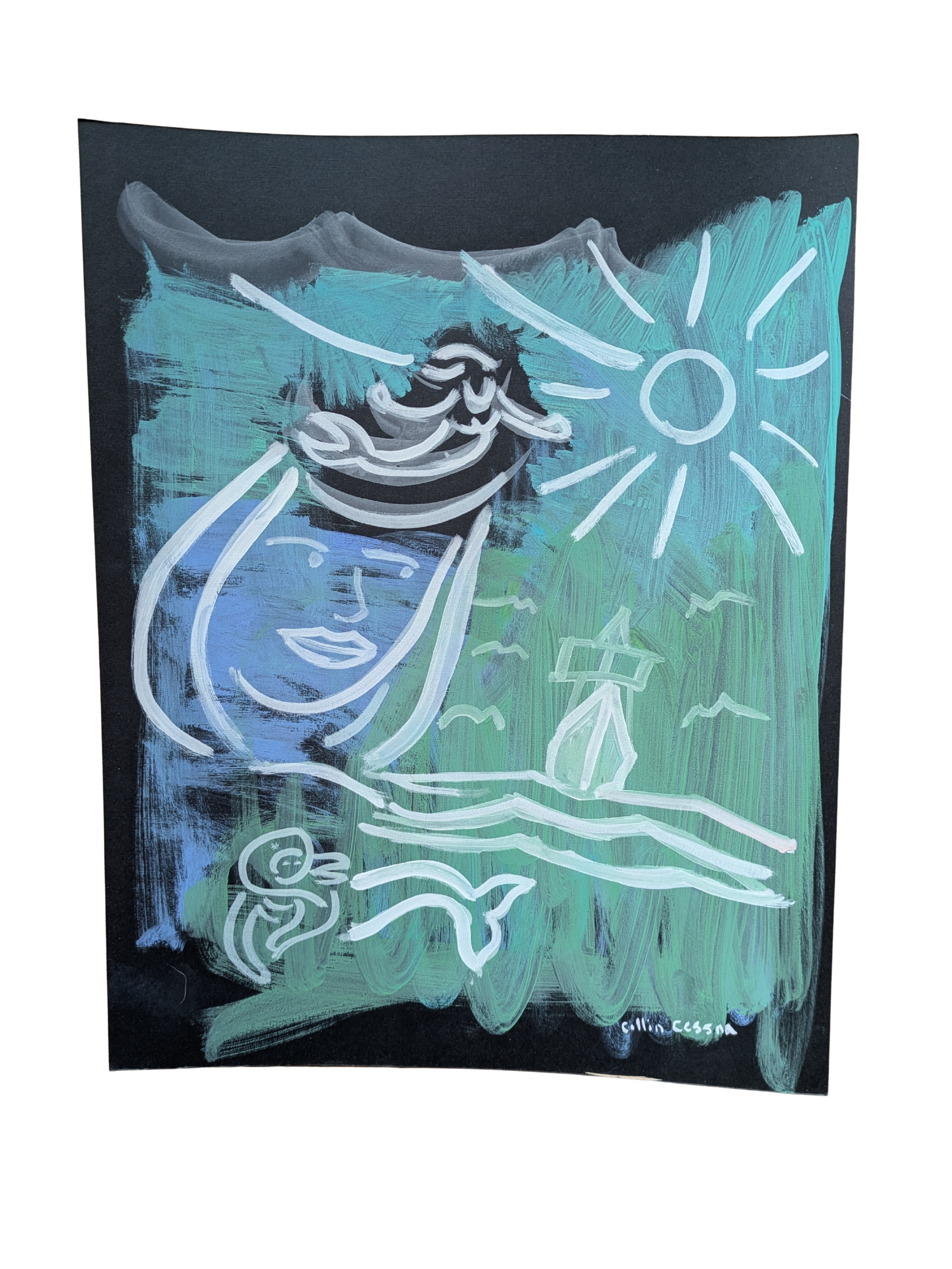 The sirens tale original nautical sea shanty casein painting by Collin Cessna Maryland artist md 202