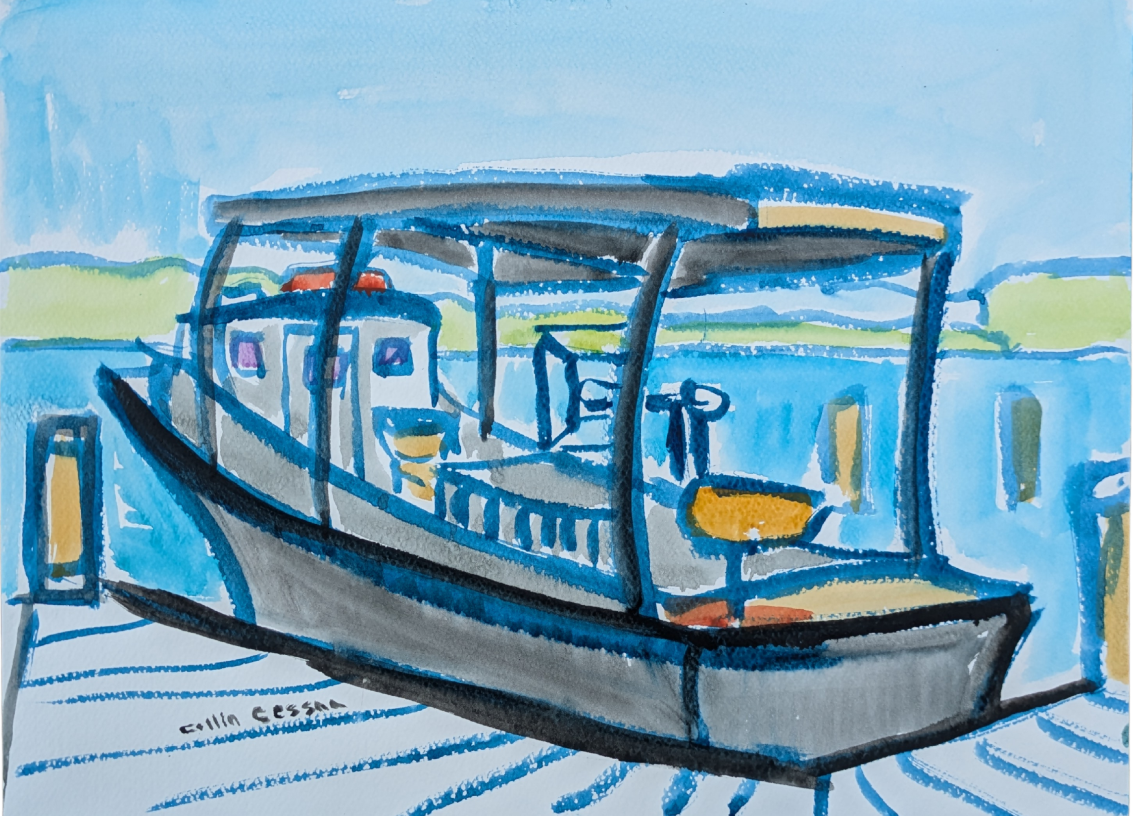 Deadrise Sailboat Baltimore Peninsula Sail 250 fleet week original artwork Collin Cessna crabbing MD
