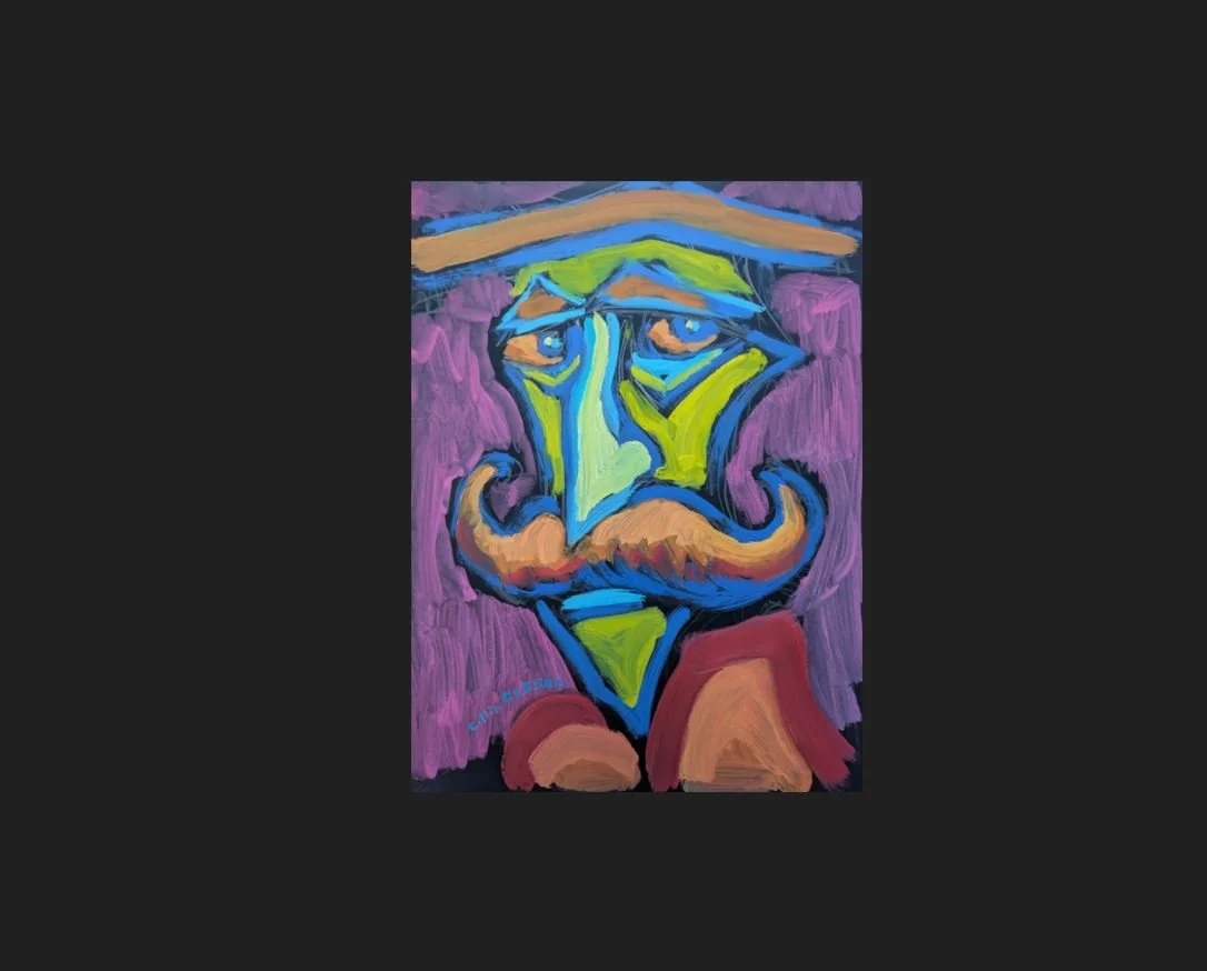 9" x 12" - Original - 'Mustached Man'