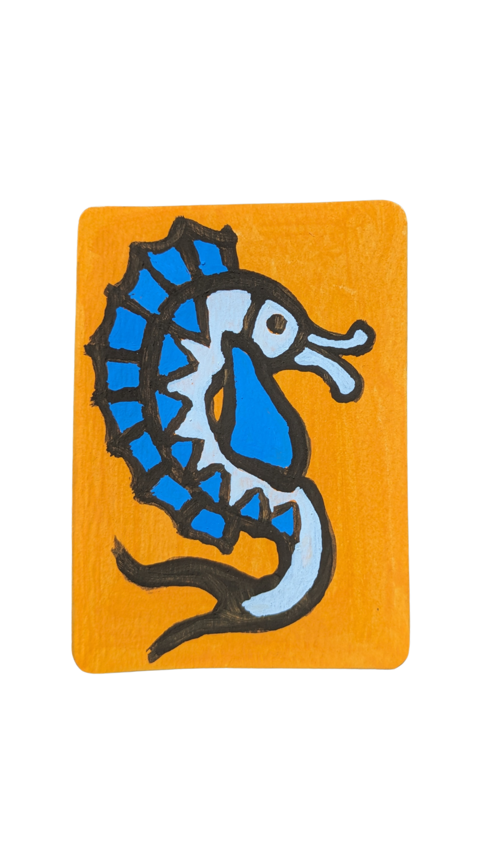 Warrior Sea Horse Art Card Original watercolor painting by Collin Cessna nautical rare hand made md