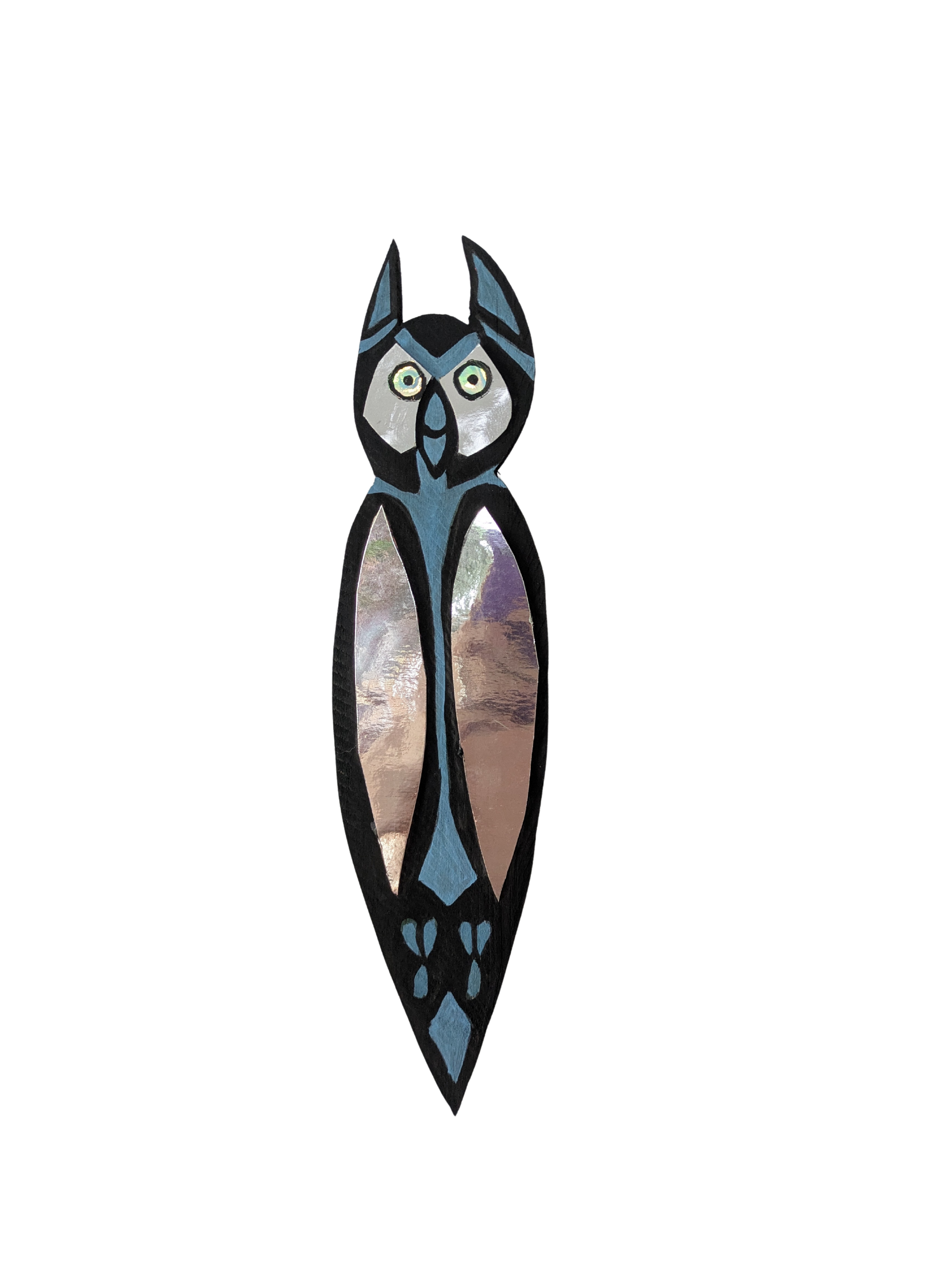mirrored owl wood painting collin cessna common grounds hand made usa recycled original underwater