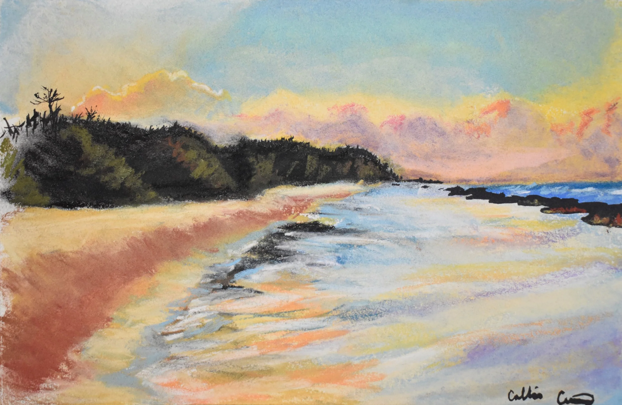Vieques sunset soft pastel drawing painting sketchbook collin cessna 2019 tropical island