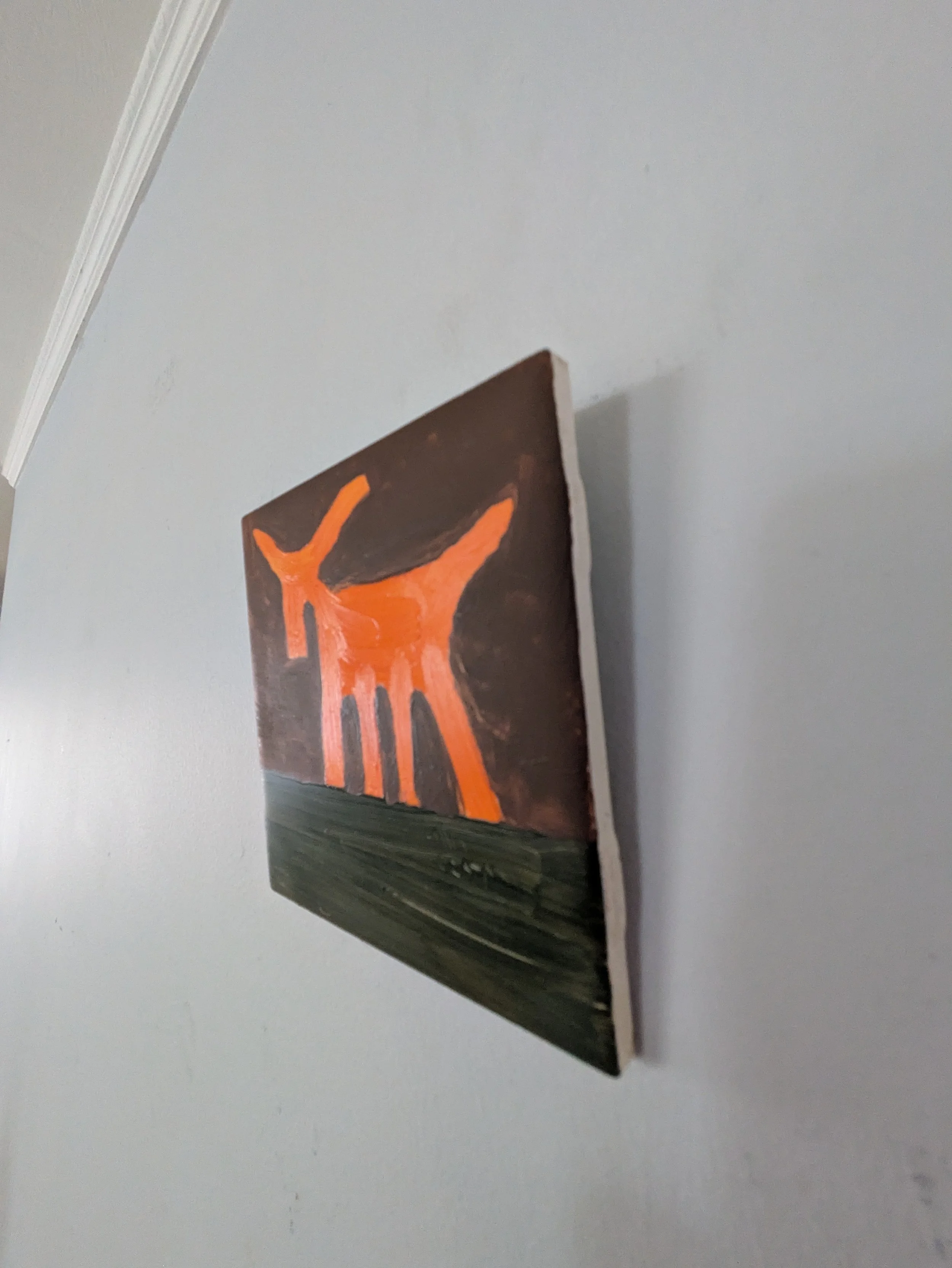 Artist original oil painting Collin Cessna paints goat ceramic tile upcycled hand made one neat idea