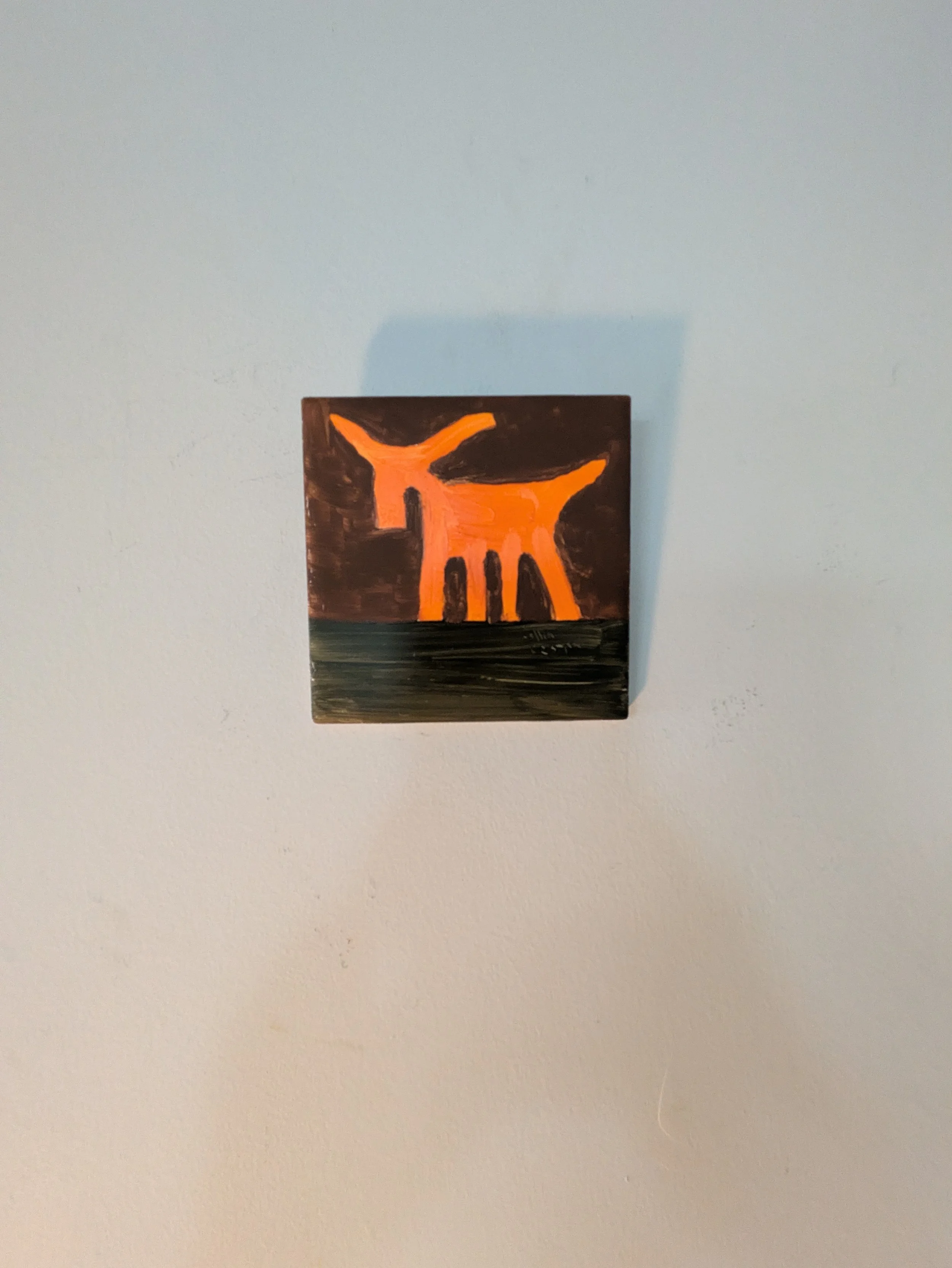 Artist original oil painting Collin Cessna paints goat ceramic tile upcycled hand made one neat idea