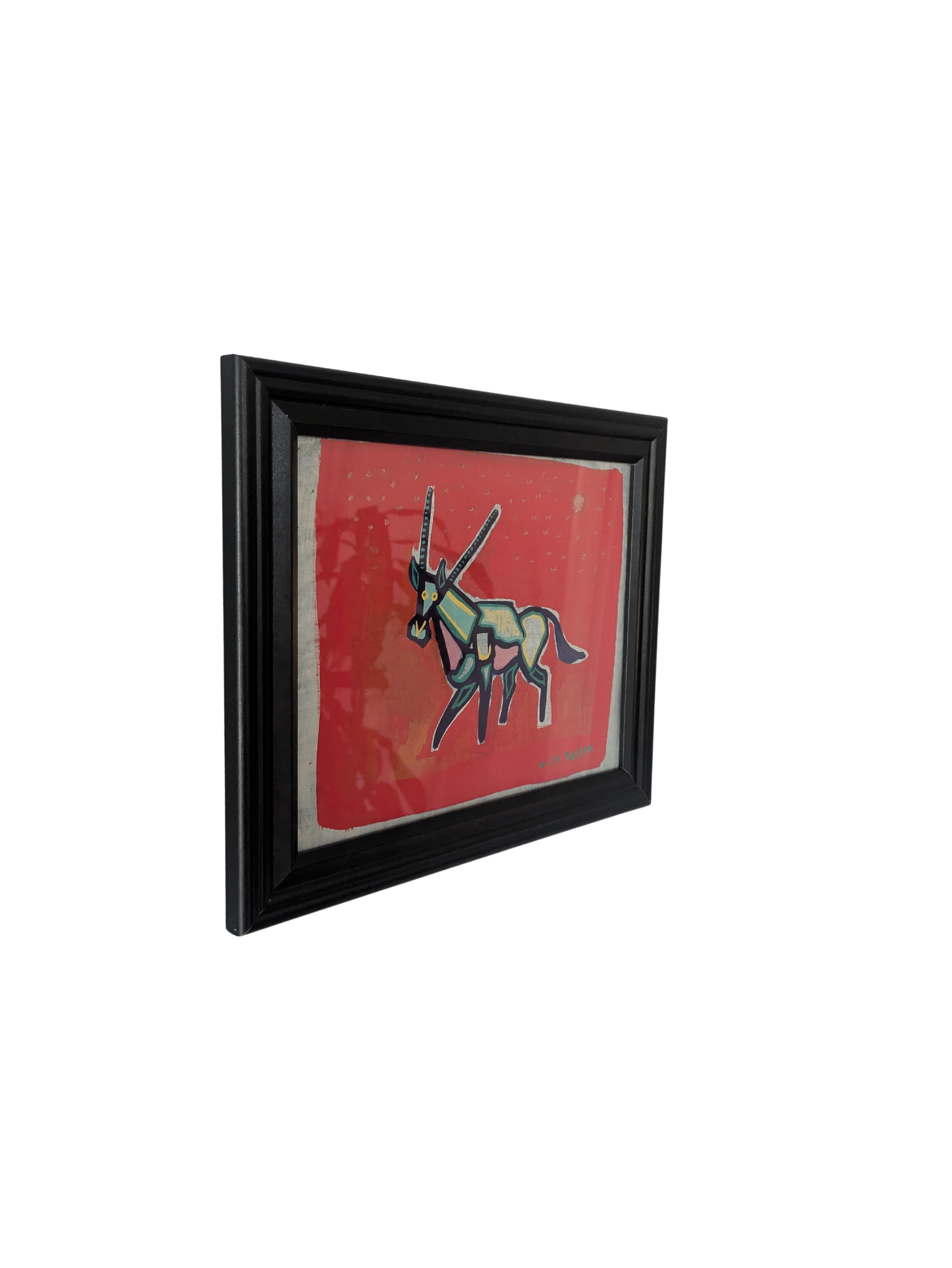 Antelope painting by Collin Cessna traditional art casein paints hand made cardboard md glow in the dark