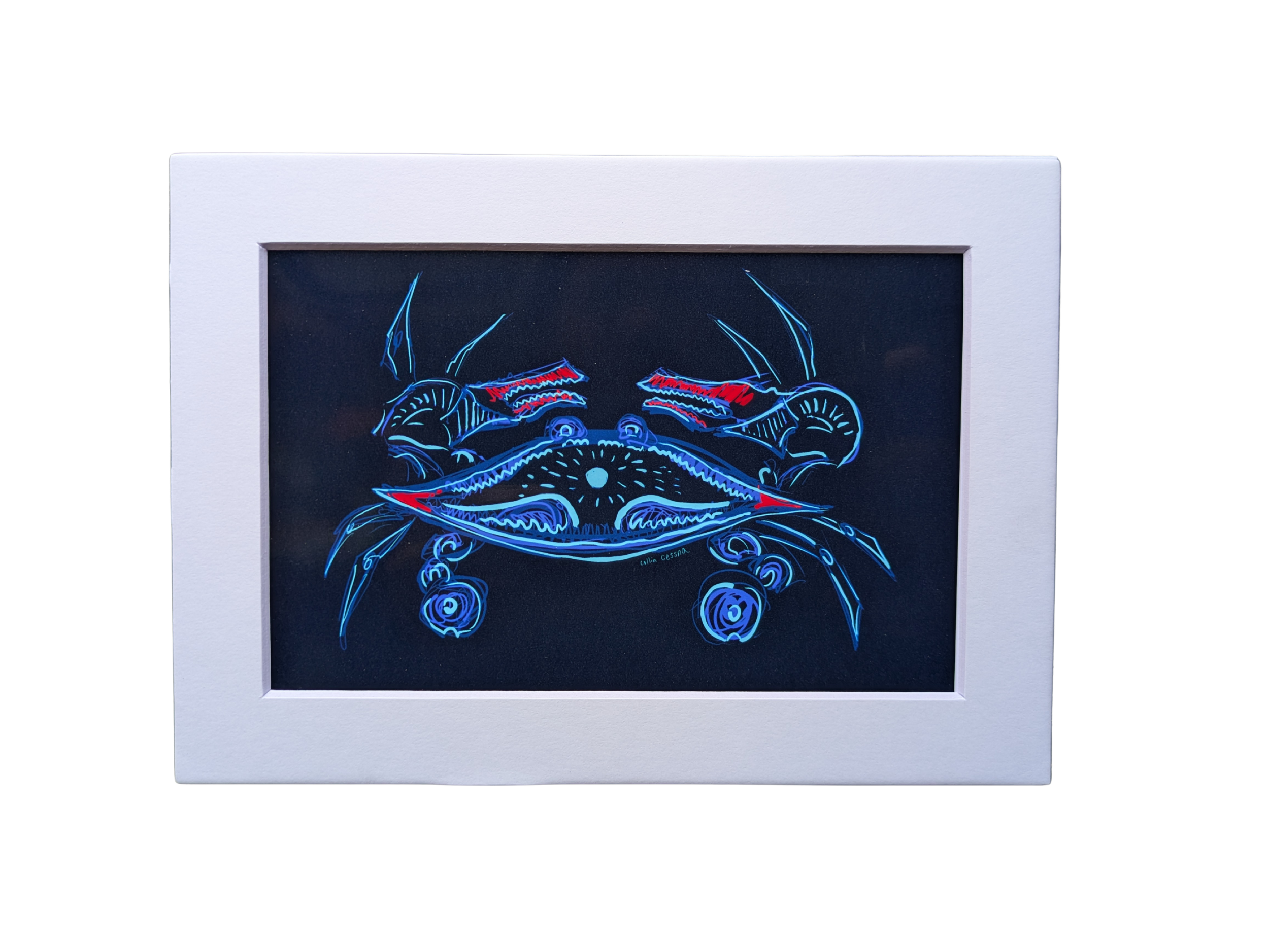 Crab artwork by Collin Cessna ocean Maryland MD seafood nautical marine fun digital non ai real art