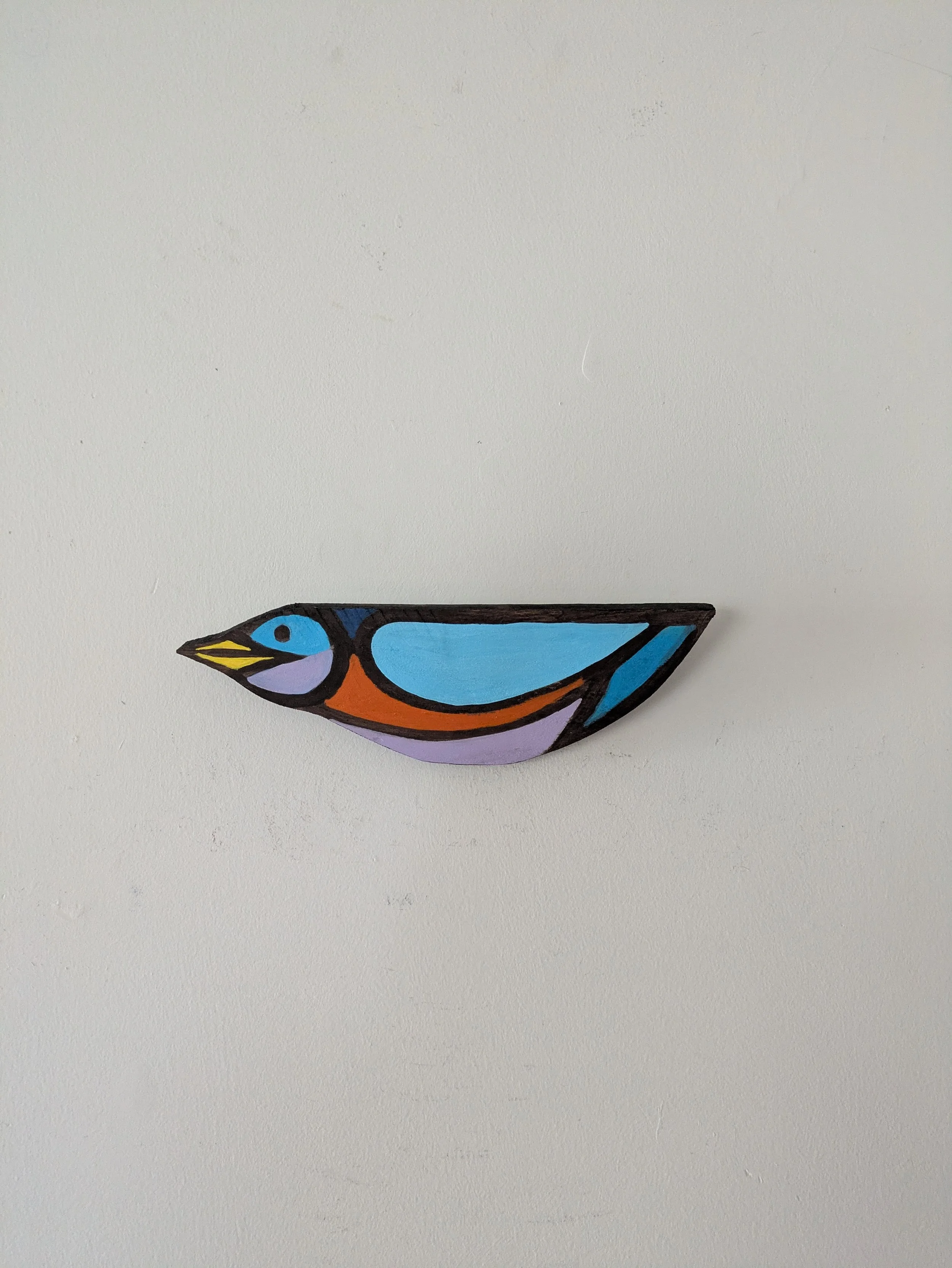 Eastern Bluebird Painting by Collin Cessna wood art wooden folk bird wildlife fun colors blue