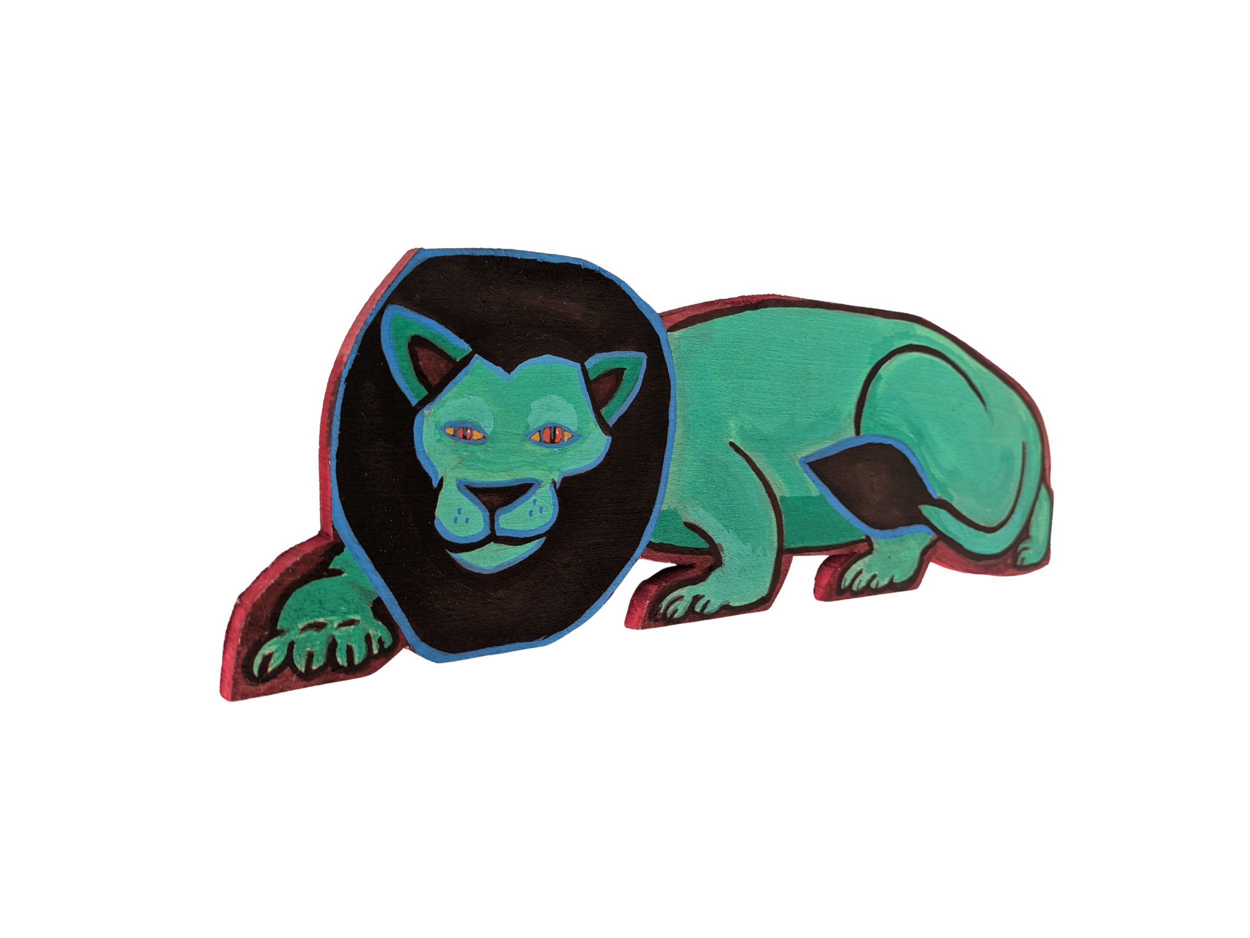 Clairvoyant Lio Painting wood Collin Cessna Common Grounds Hampden Artwork upcycled recycled Zoo art