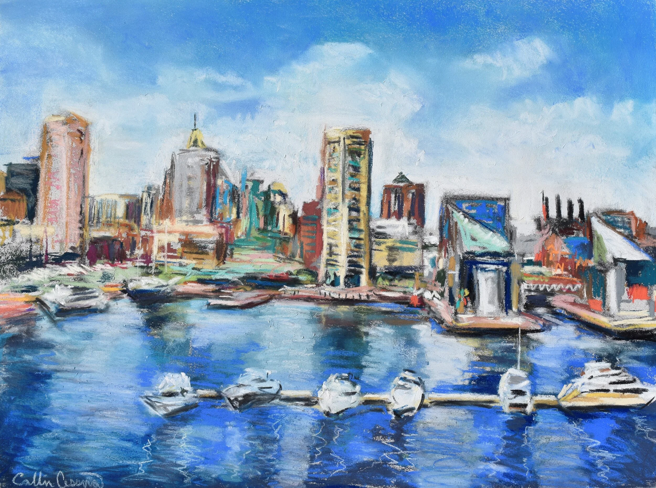 View of the Inner Harbor from Fed Hill Art by Collin Cessna Baltimore Maryland MD