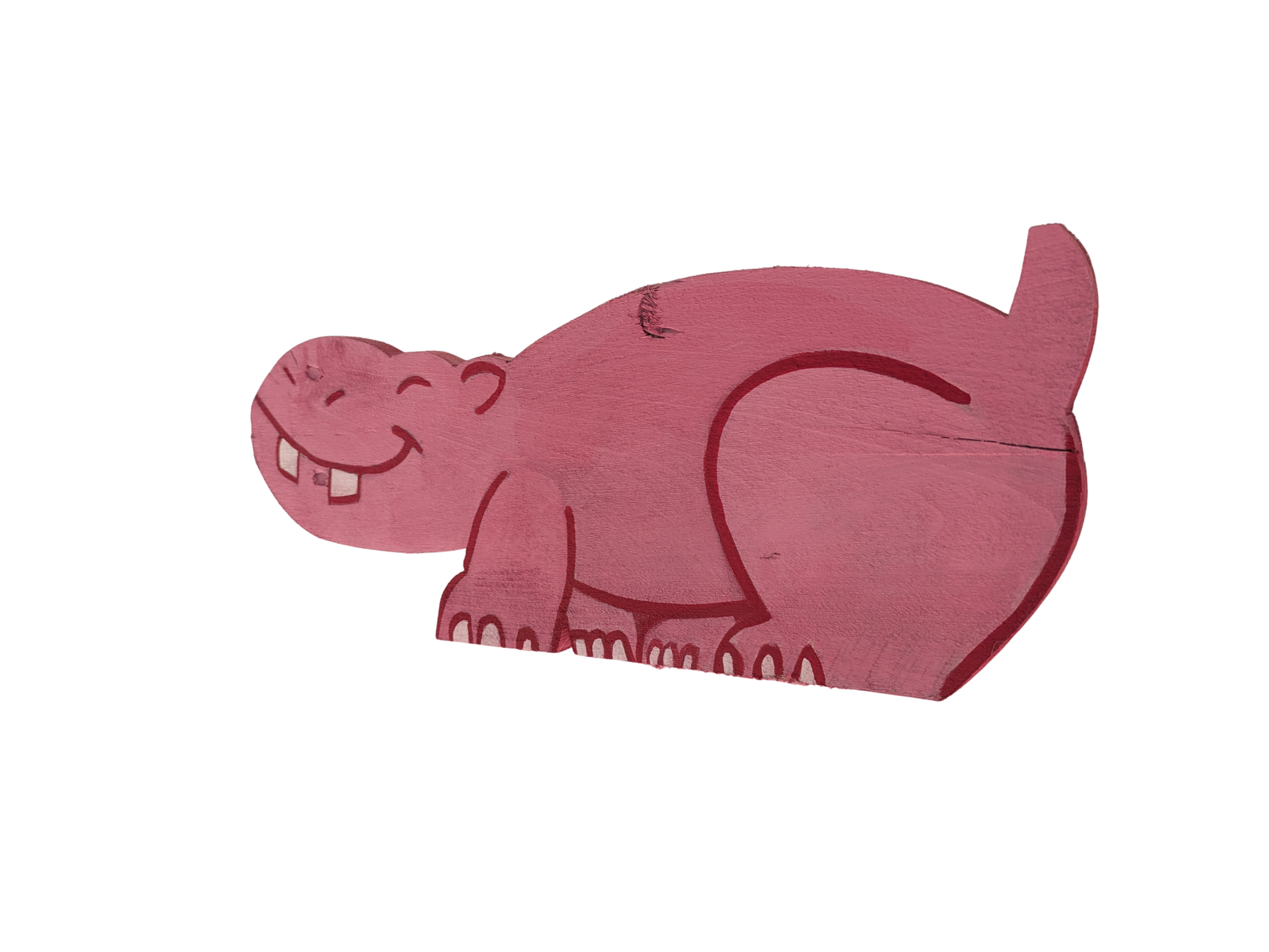 Happy Hippo Painting wood Collin Cessna Common Grounds Hampden Artwork upcycled recycled Zoo art