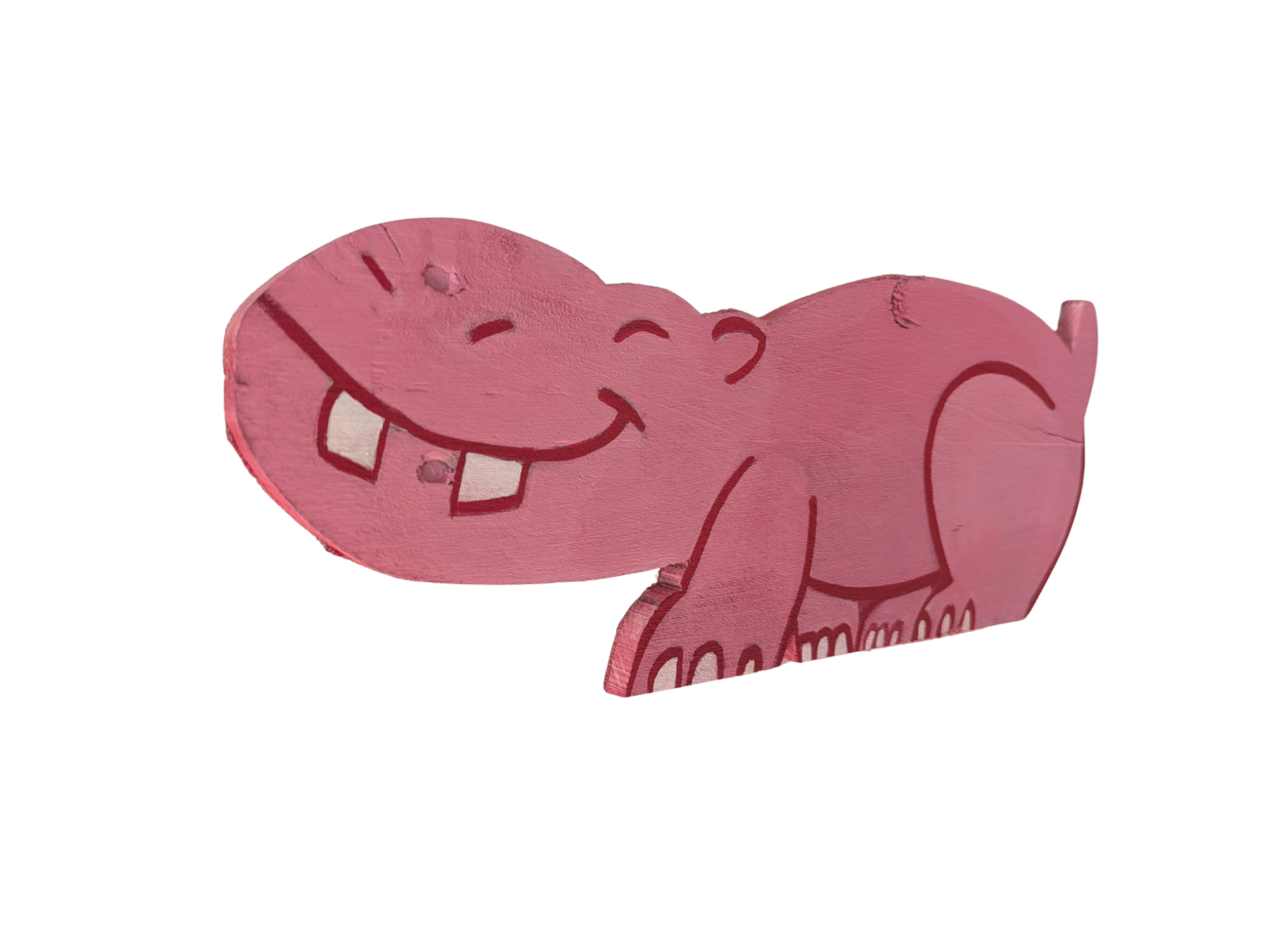 Happy Hippo Painting wood Collin Cessna Common Grounds Hampden Artwork upcycled recycled Zoo art