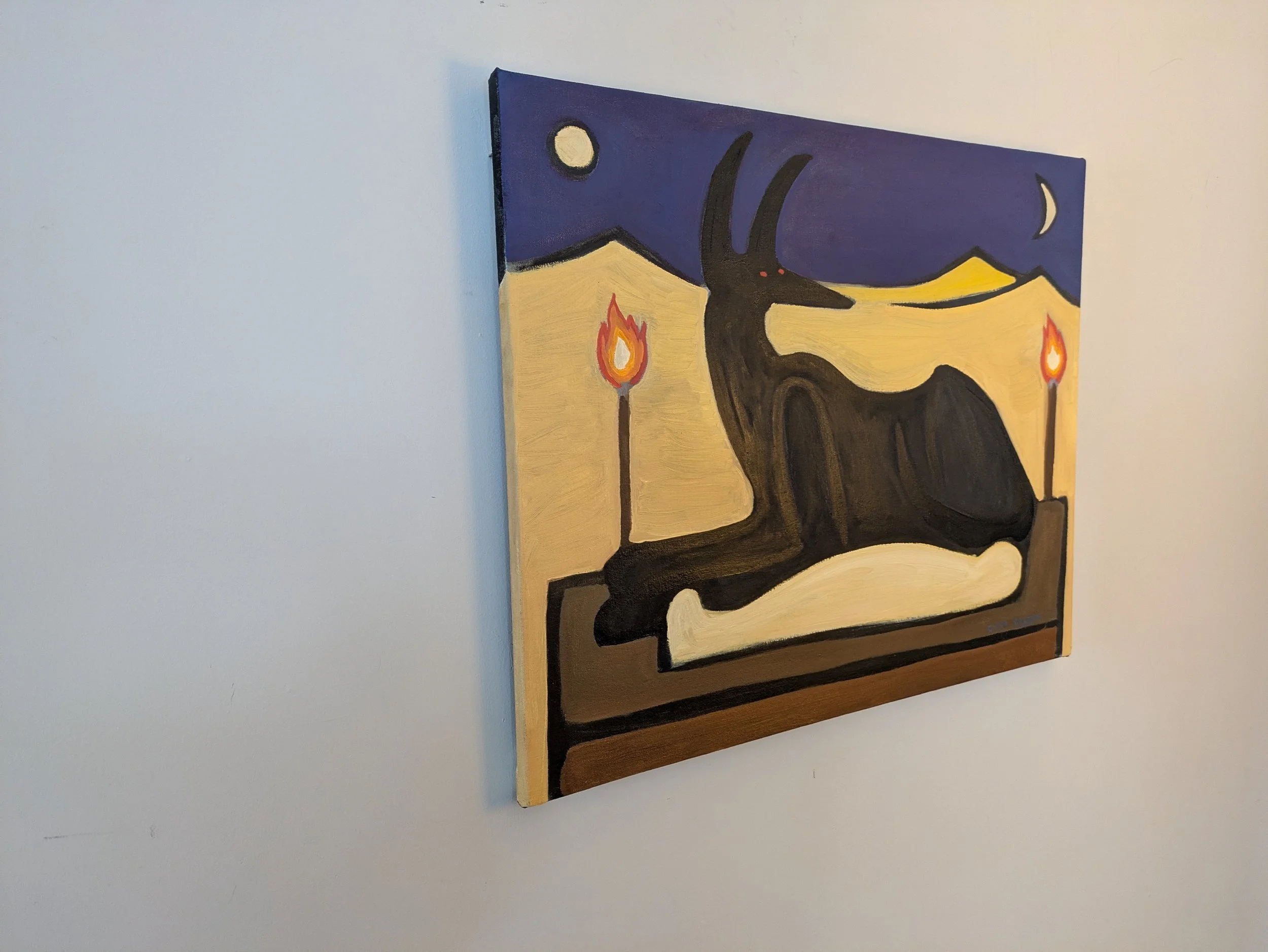 Anubis protector of the dead original oil painting on canvas by Collin Cessna non ai cool eygpt