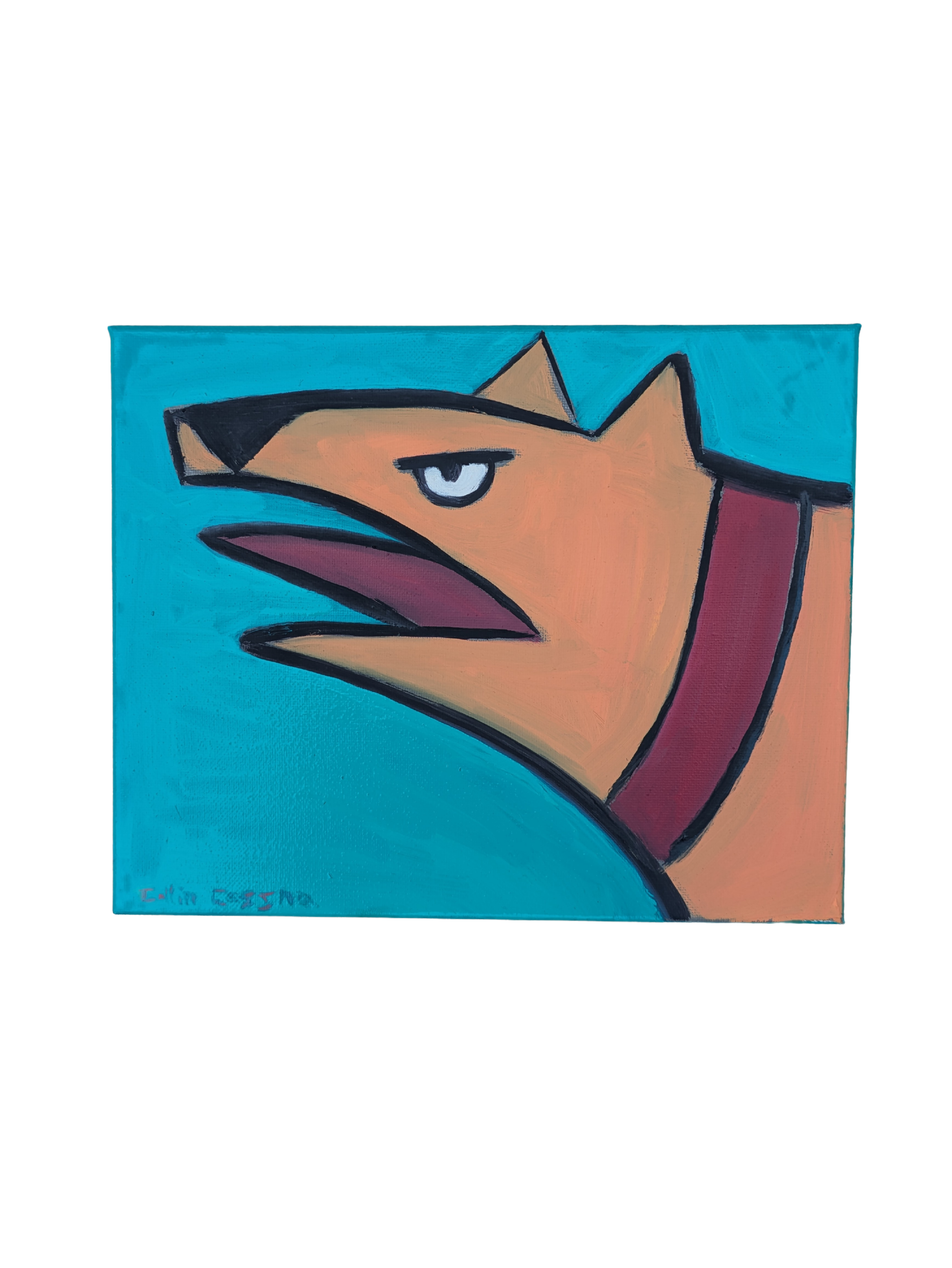 angry dog oil painting on canvas by collin cessna cartoon common grounds fun colorful