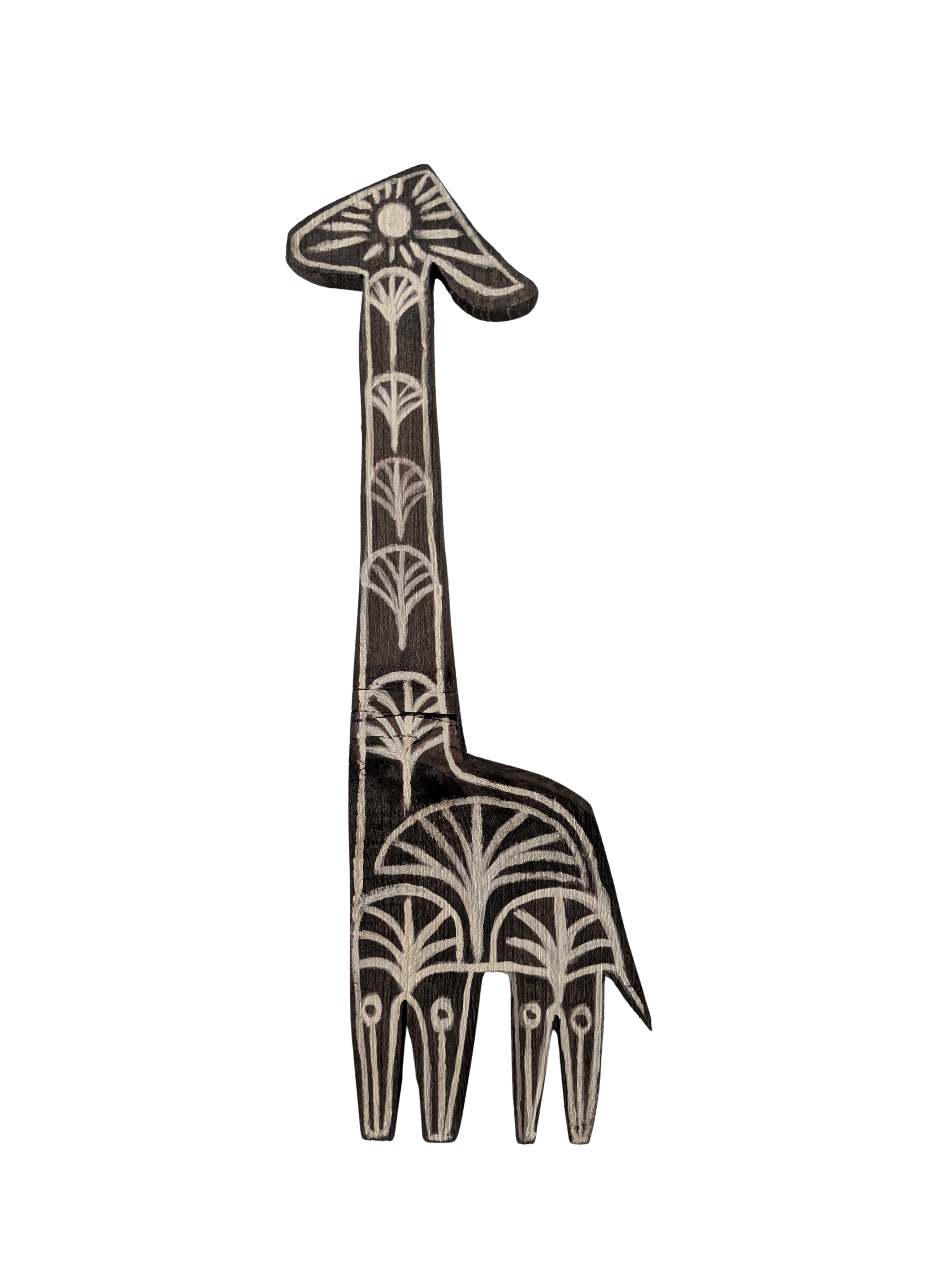 art deco giraffe folk wood painting collin cessna common grounds hand made usa recycled original