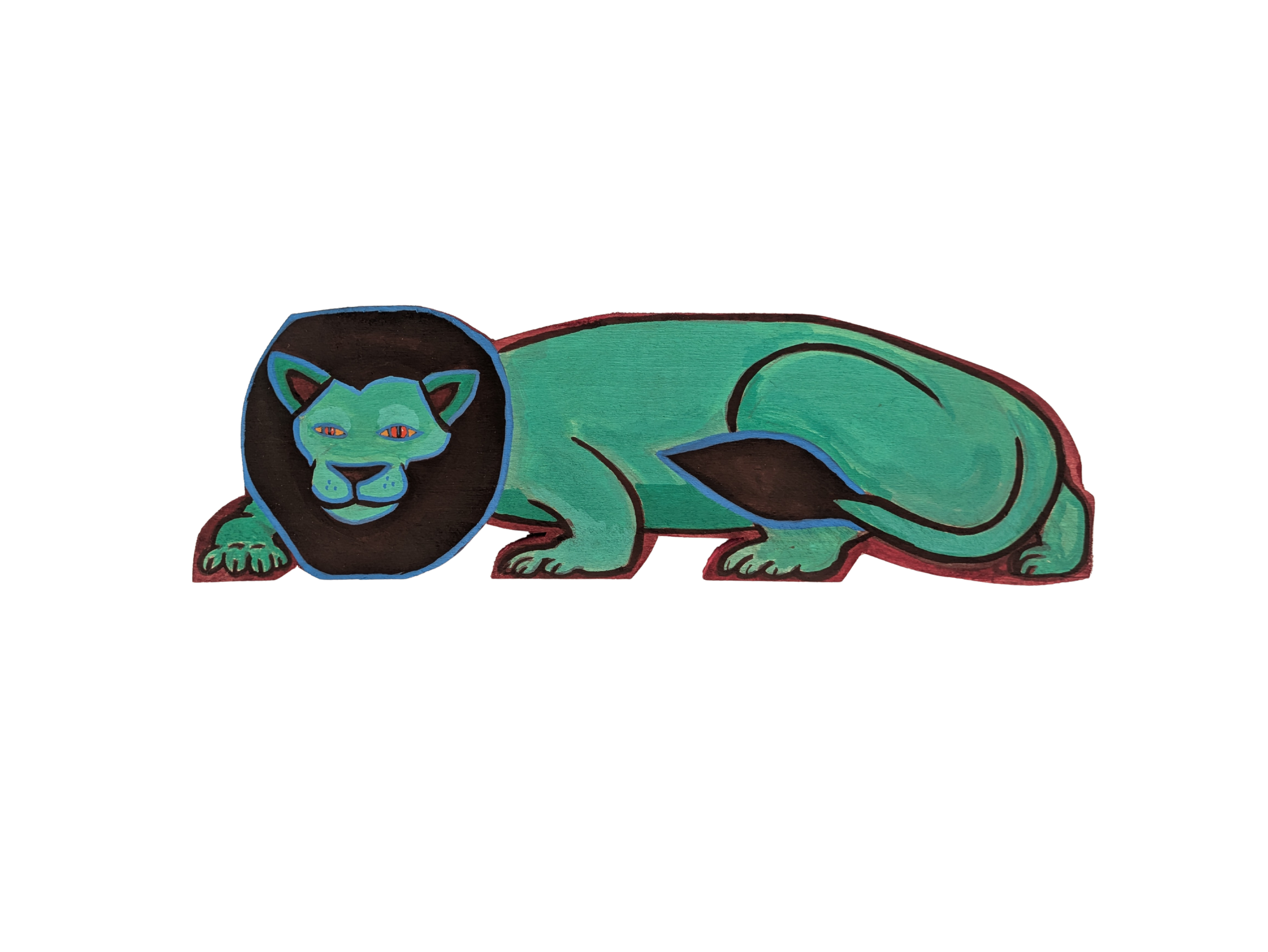 Clairvoyant Lio Painting wood Collin Cessna Common Grounds Hampden Artwork upcycled recycled Zoo art