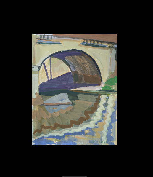 Gunpowder River Harford Road Entrance painting Collin Cessna fishing architecture casein paper color