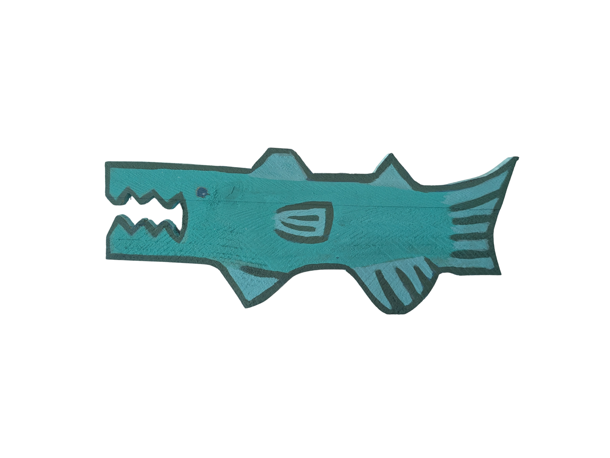 Crocadilly fish collin creatures fictional fish painting by cessna artwork pastel casein upcycled ec