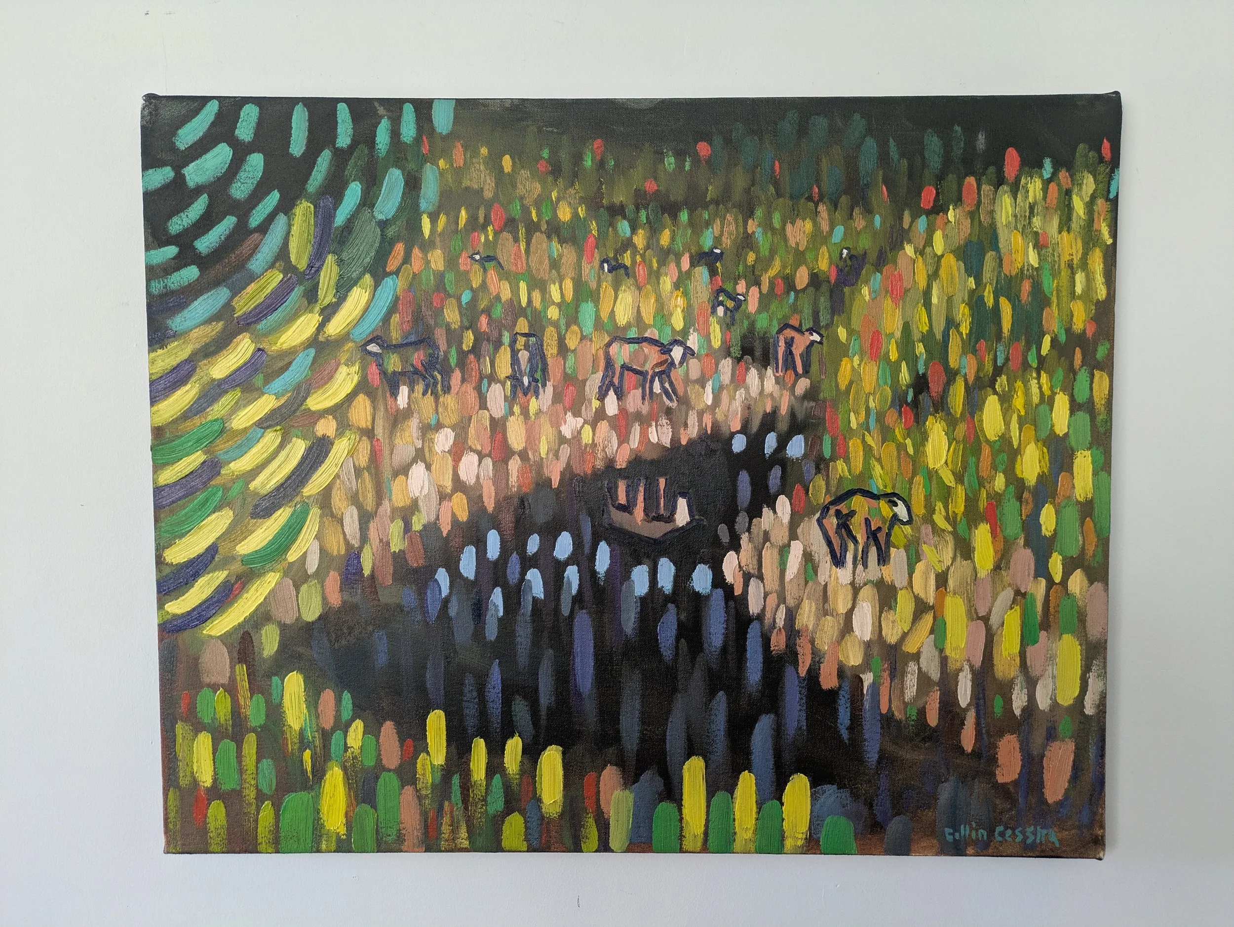 Wyoming sheep oil painting on canvas collin cessna original artwork art impressionism maryland md