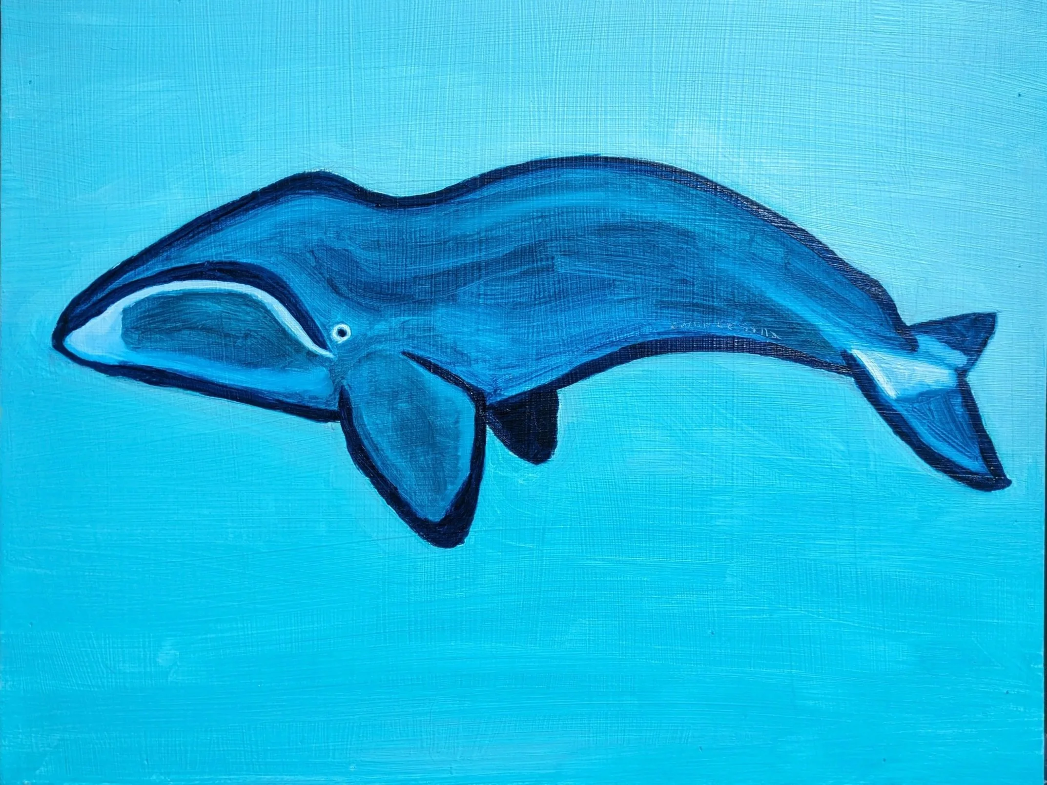 Bowhead Whale Painting Art Collin Cessna Oil Baltimore Artist Ocean Artwork paint blue animal md col