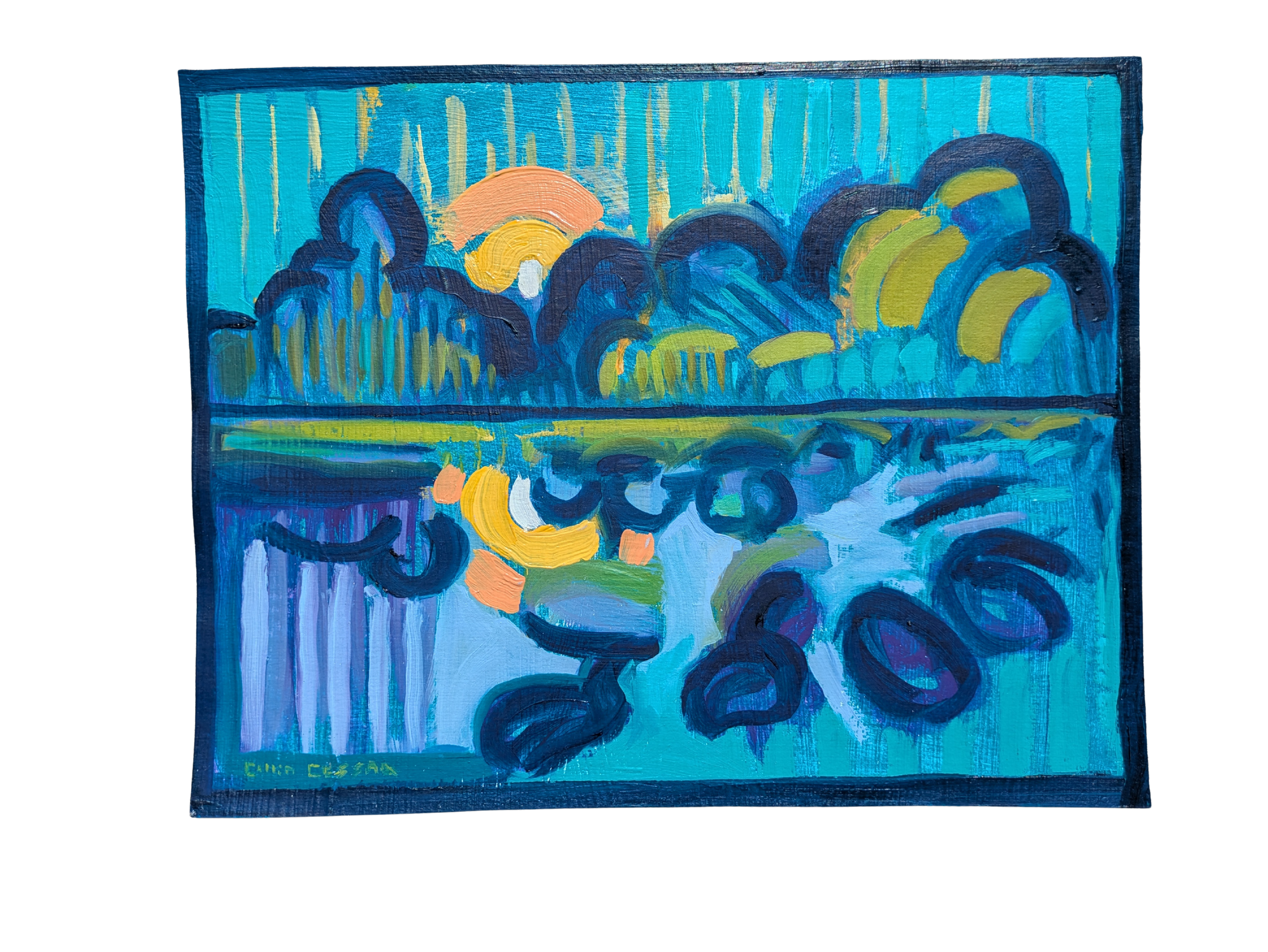 Bird River sunset original oil painting by artist Collin Cessna Parkville Maryland Chase Middle Rive