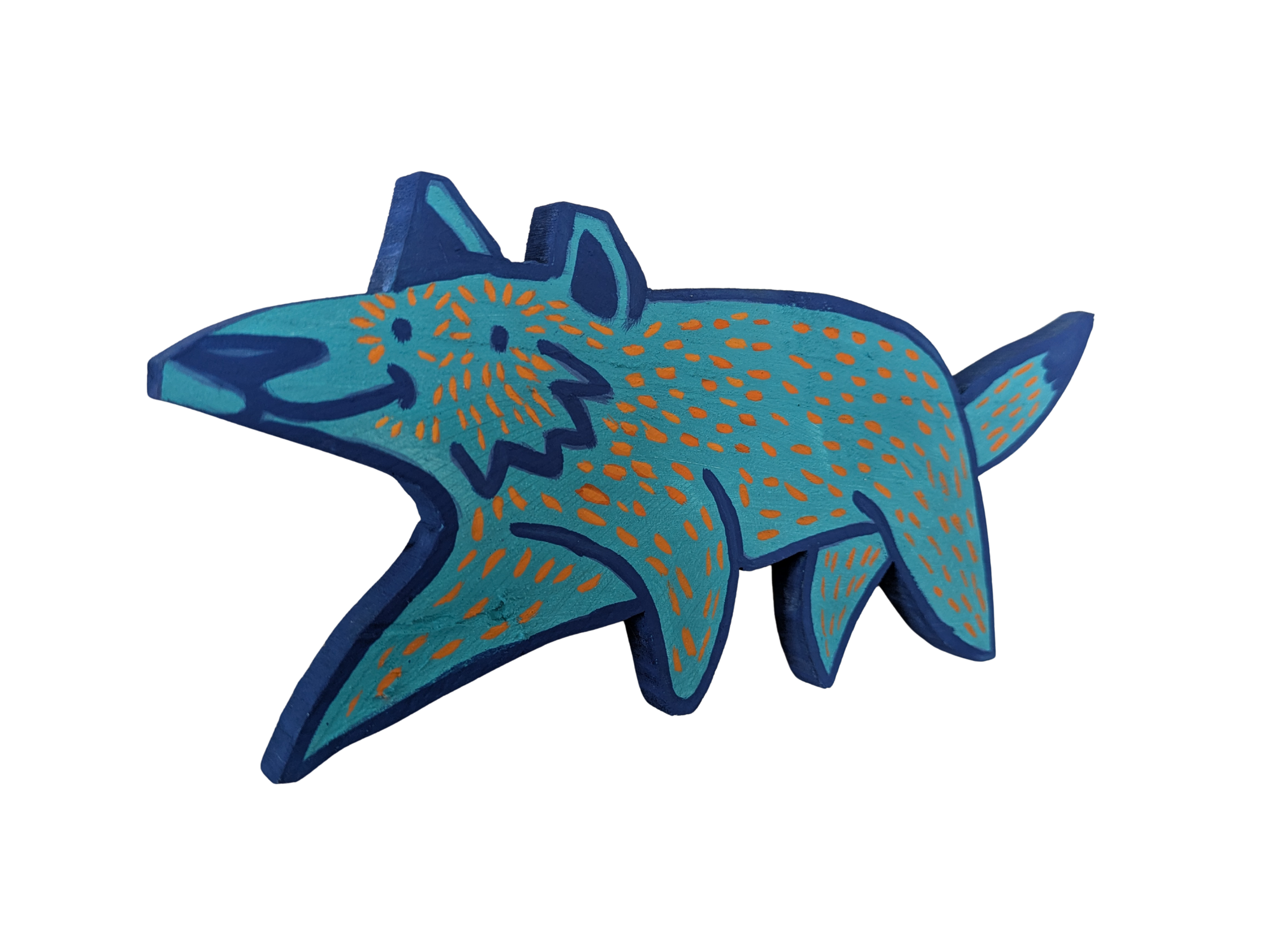 trippy wolf happy collins creatures wood wooden hand made diy upcycled recycled original animal