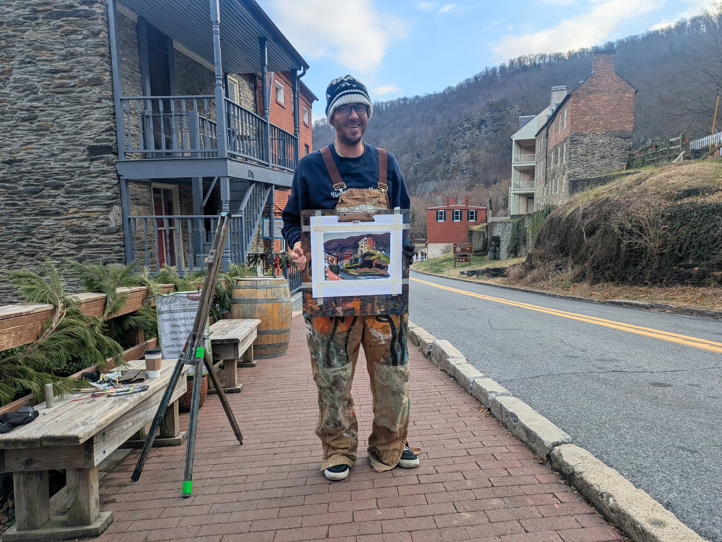 Harpers Ferry West Virginia Artist in Residence Collin Cessna paints oil painting original artwork